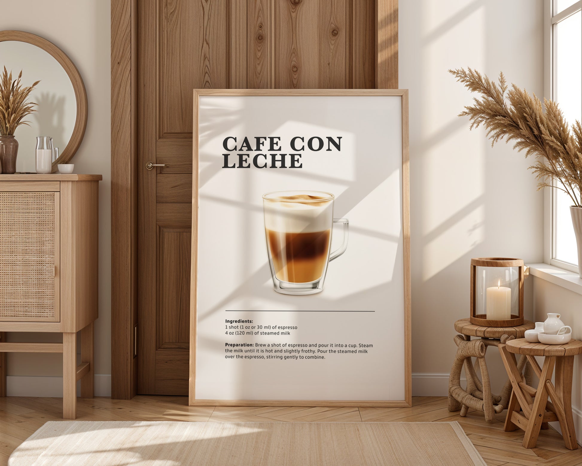 Café Con Leche Coffee Recipe Poster - GroovyGrove