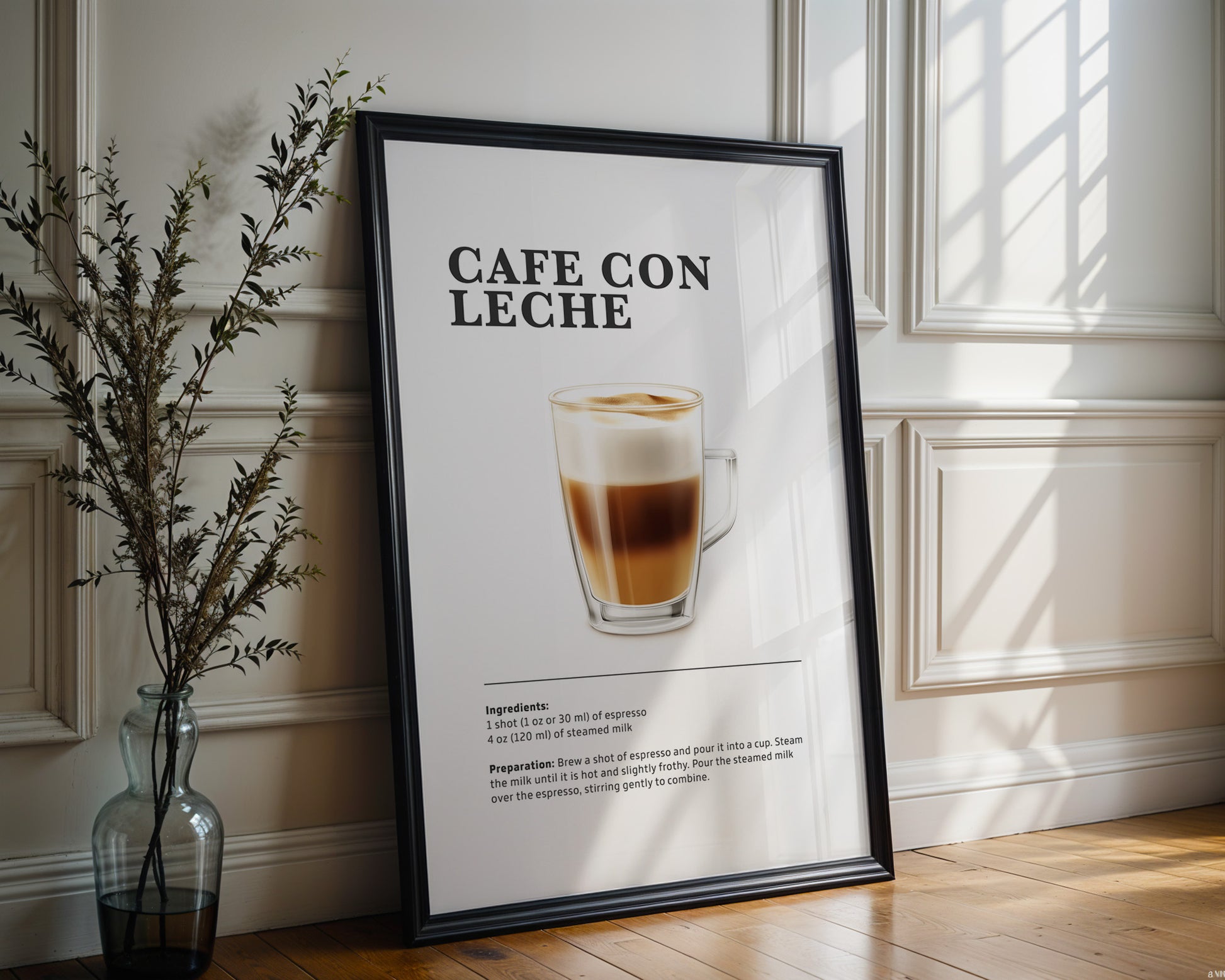 Café Con Leche Coffee Recipe Poster - GroovyGrove