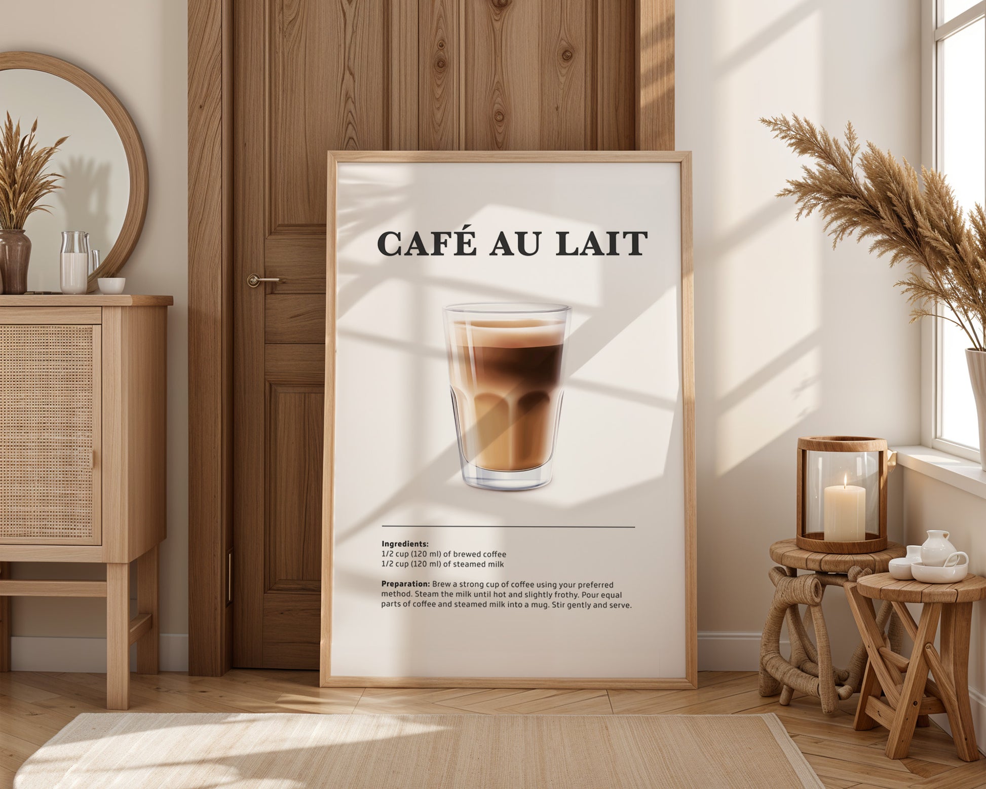 Café Au Lait Coffee Recipe Poster - GroovyGrove