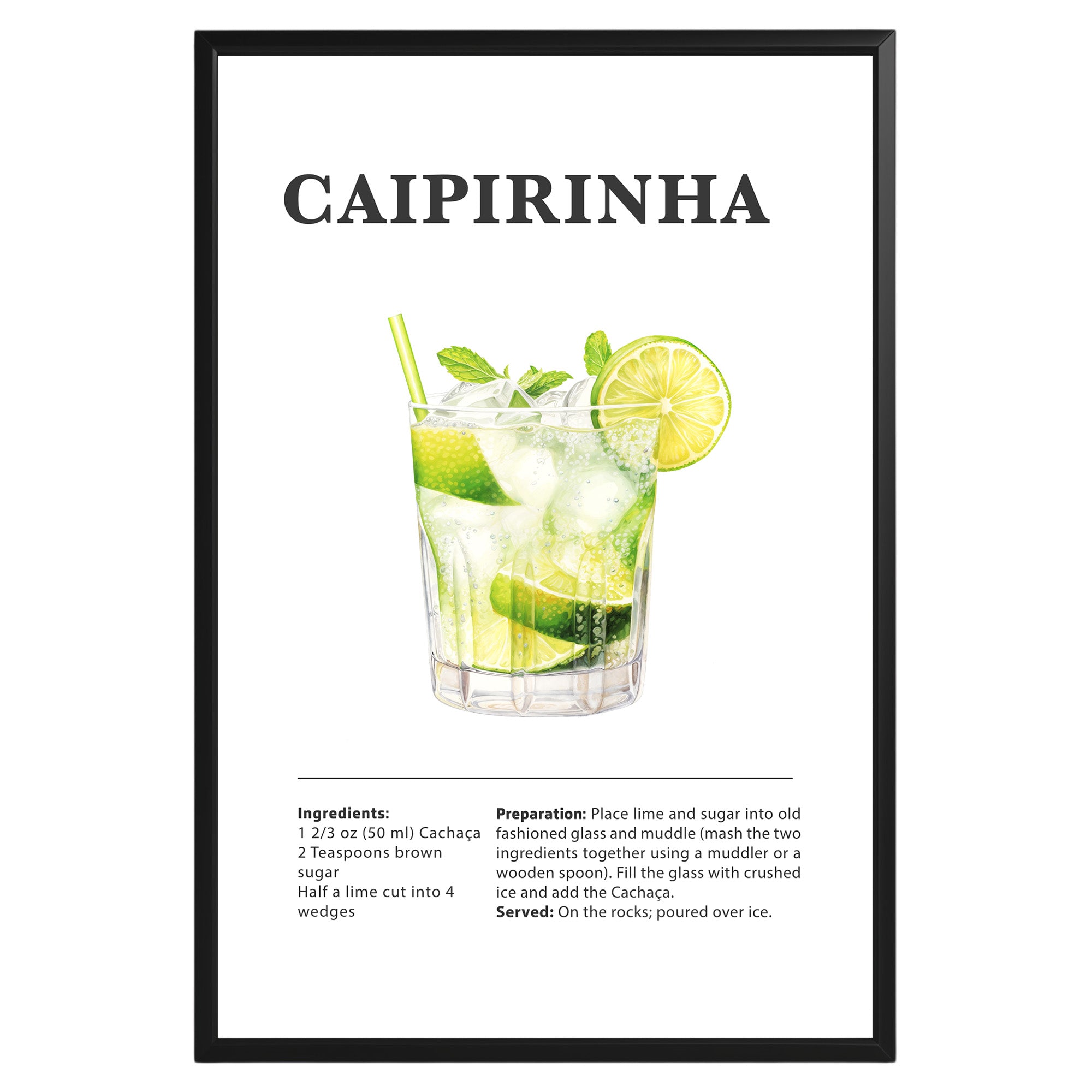 Caipirinha Cocktail Recipe Poster - GroovyGrove