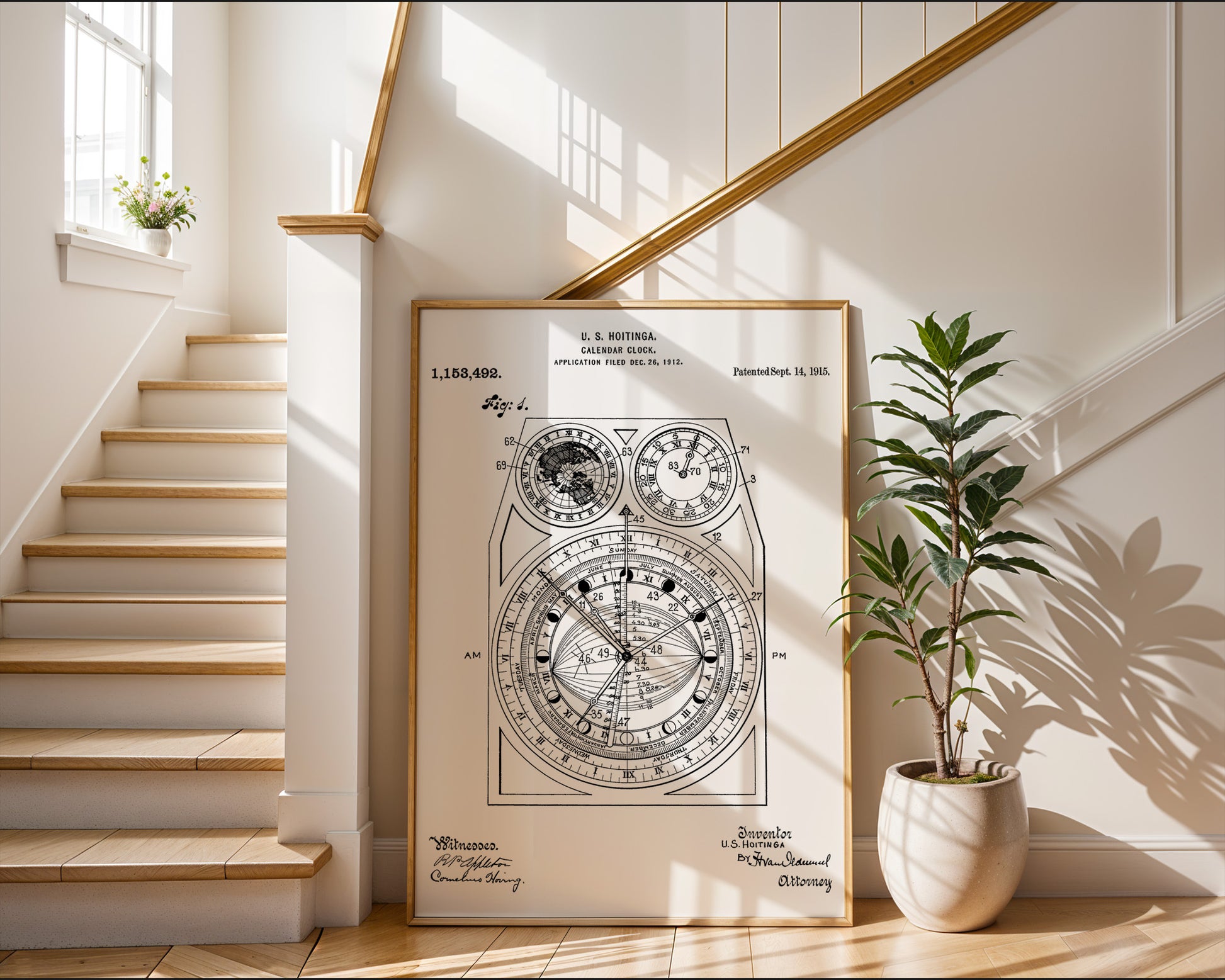 Calendar Clock 1915 Patent Poster - GroovyGrove