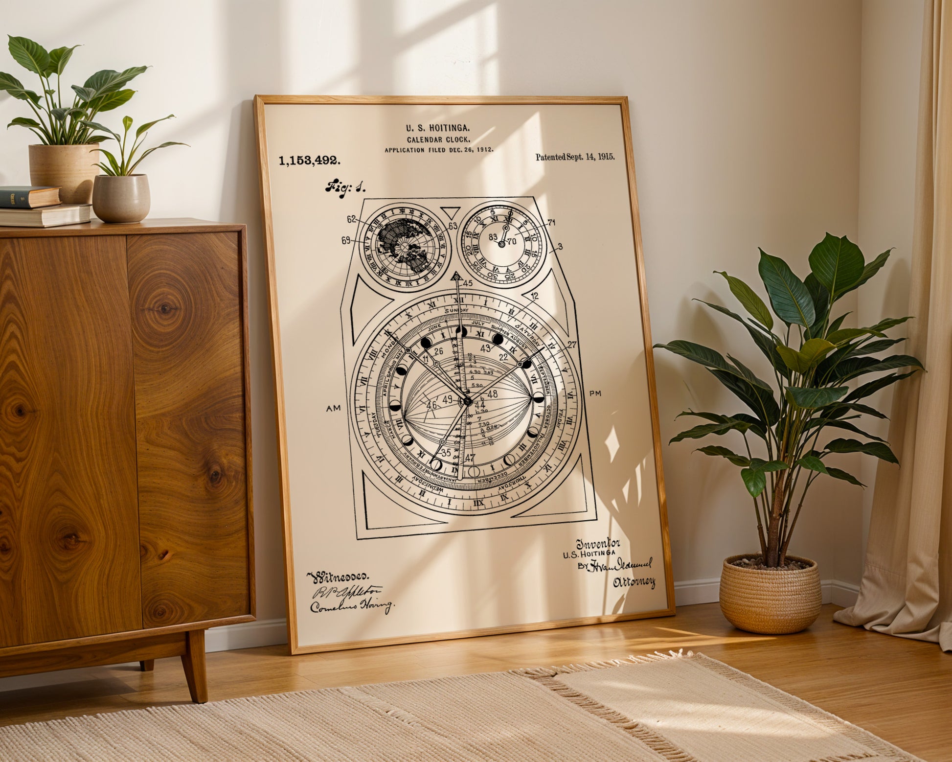 Calendar Clock 1915 Patent Poster - GroovyGrove