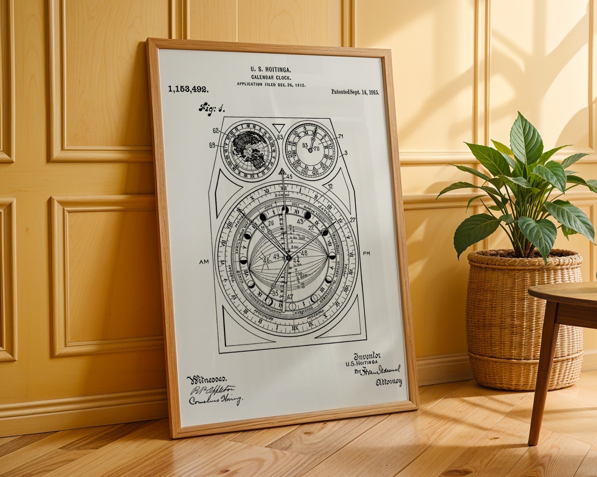 Calendar Clock 1915 Patent Poster - GroovyGrove