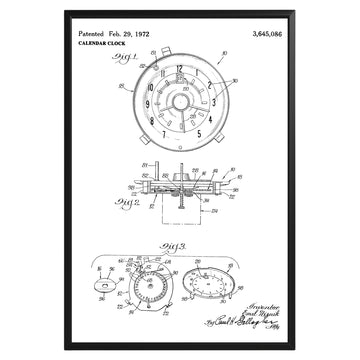 Calendar Clock 1972 Patent Poster - GroovyGrove