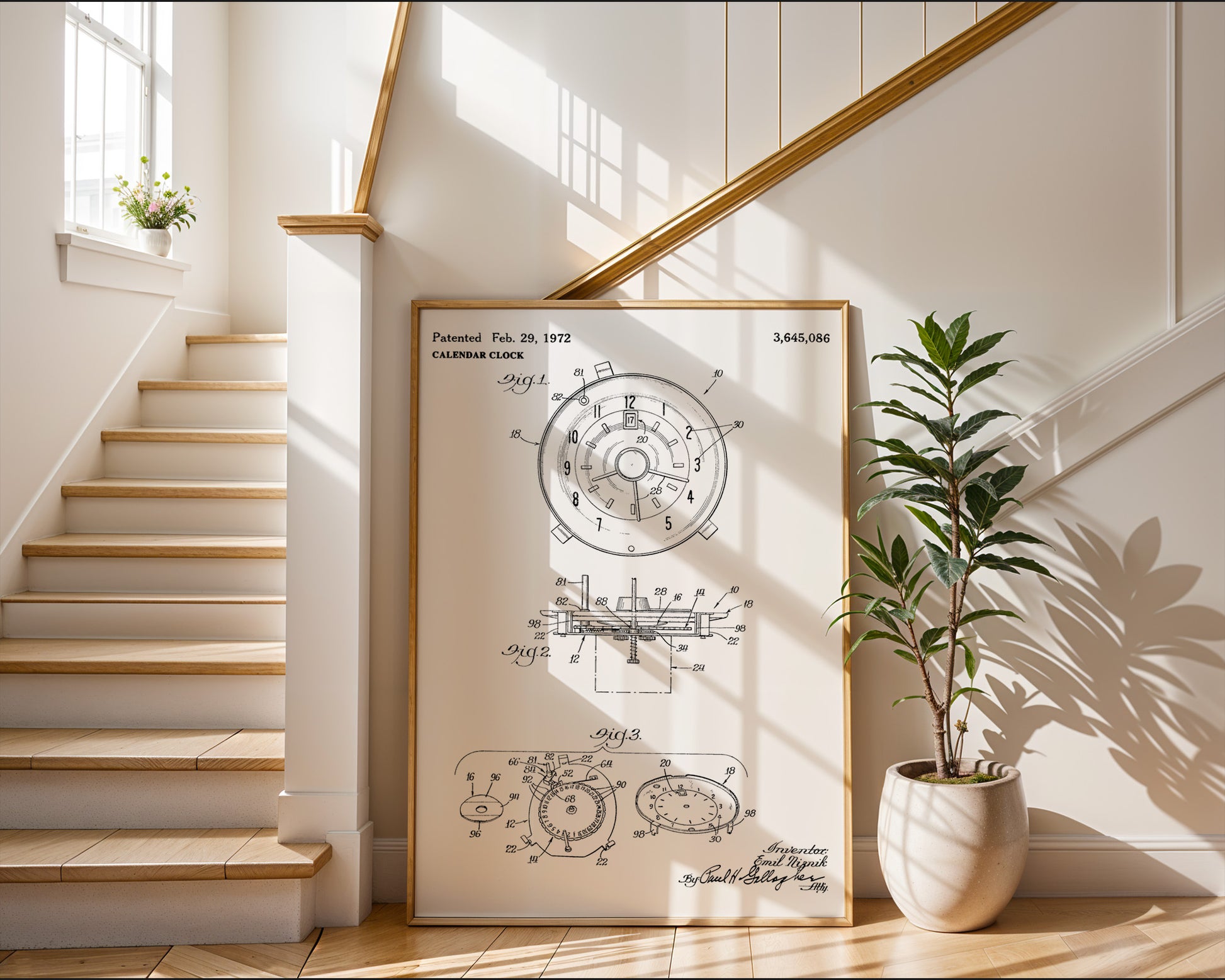 Calendar Clock 1972 Patent Poster - GroovyGrove