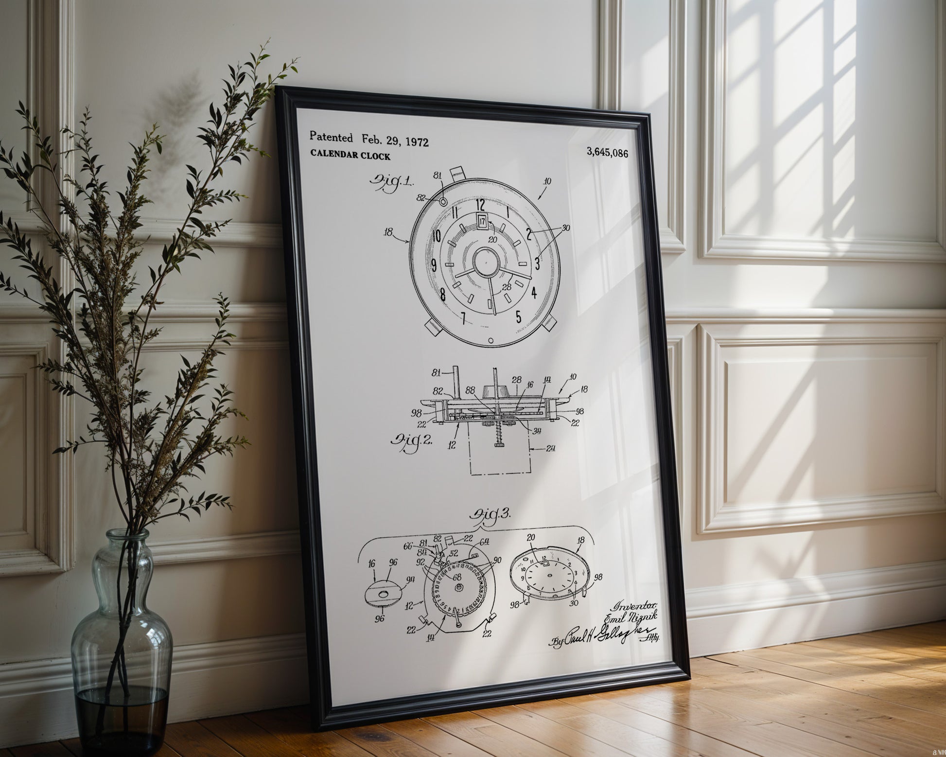 Calendar Clock 1972 Patent Poster - GroovyGrove