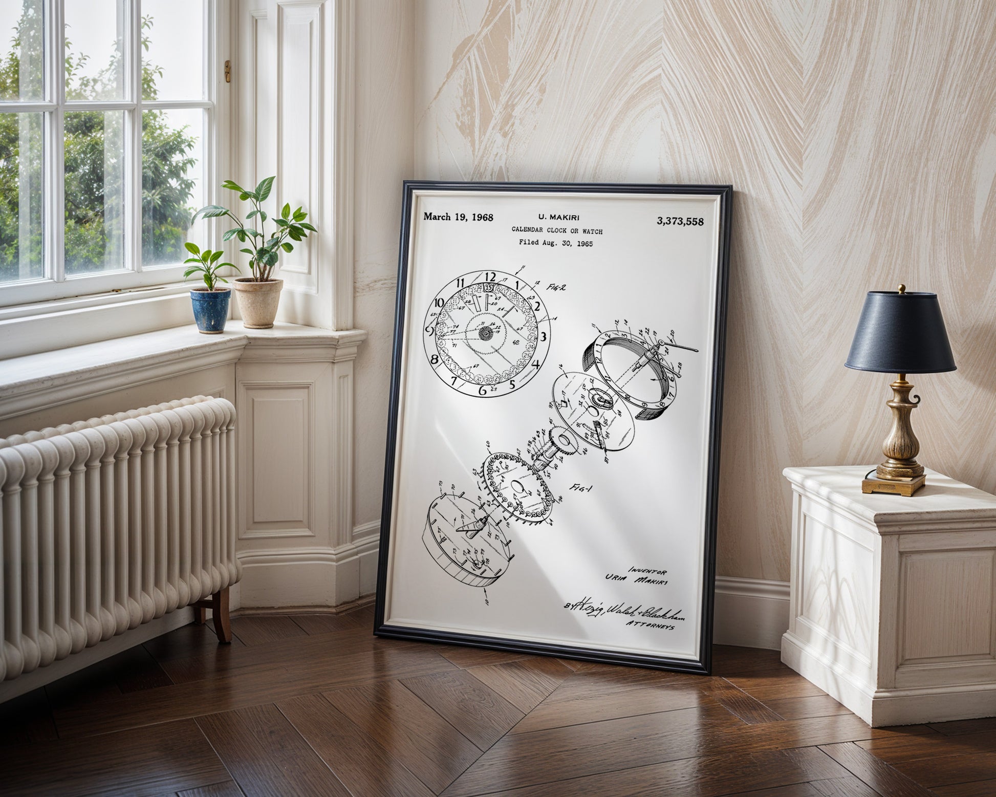 Calendar Clock Or Watch 1968 Patent Poster - GroovyGrove