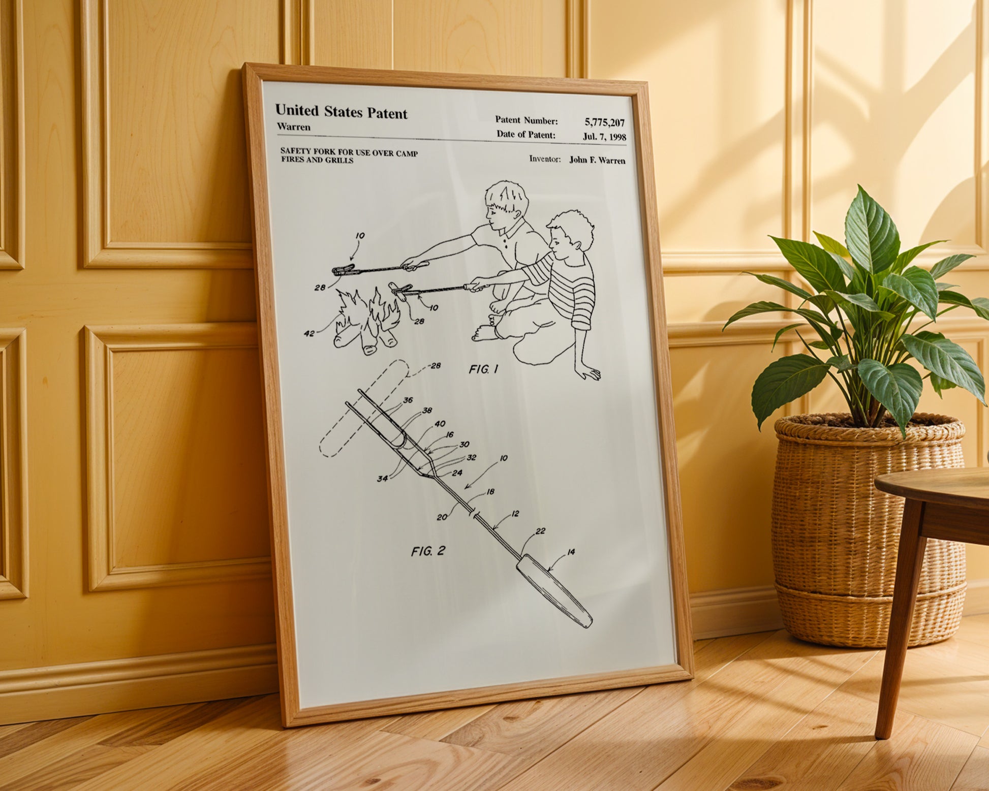 Campfire Roasting Fork 1998 Patent Poster - GroovyGrove