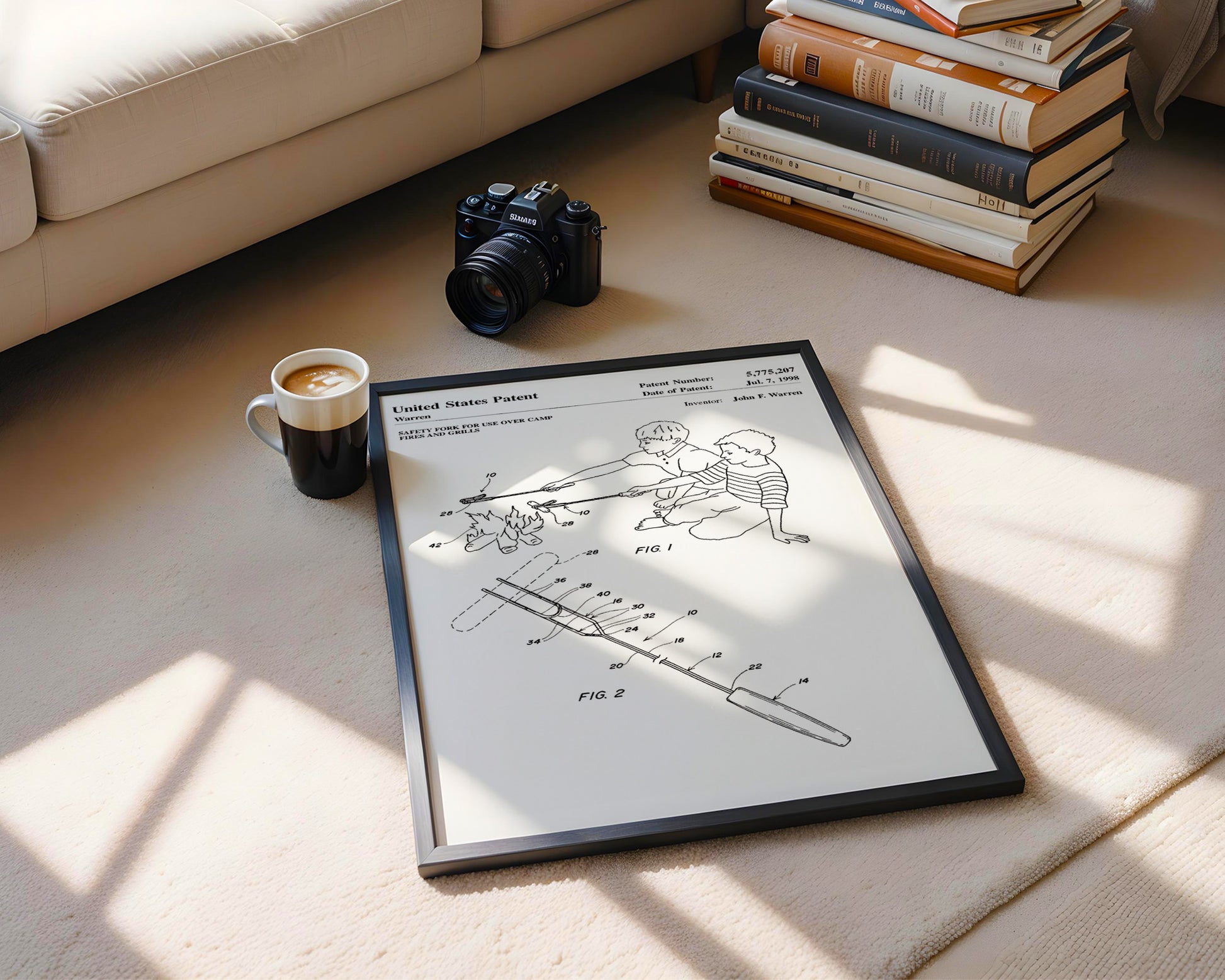 Campfire Roasting Fork 1998 Patent Poster - GroovyGrove