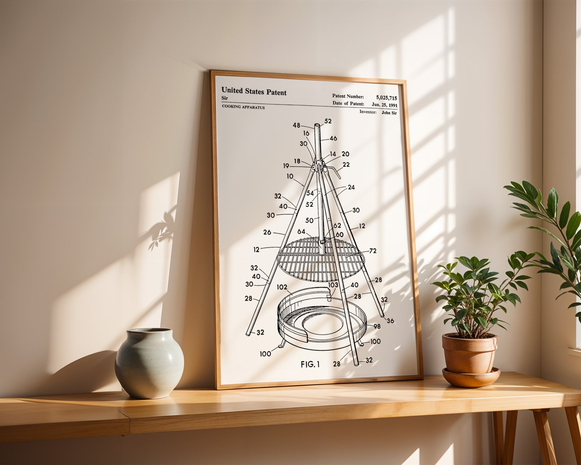 Campfire Tripod 1991 Patent Poster - GroovyGrove