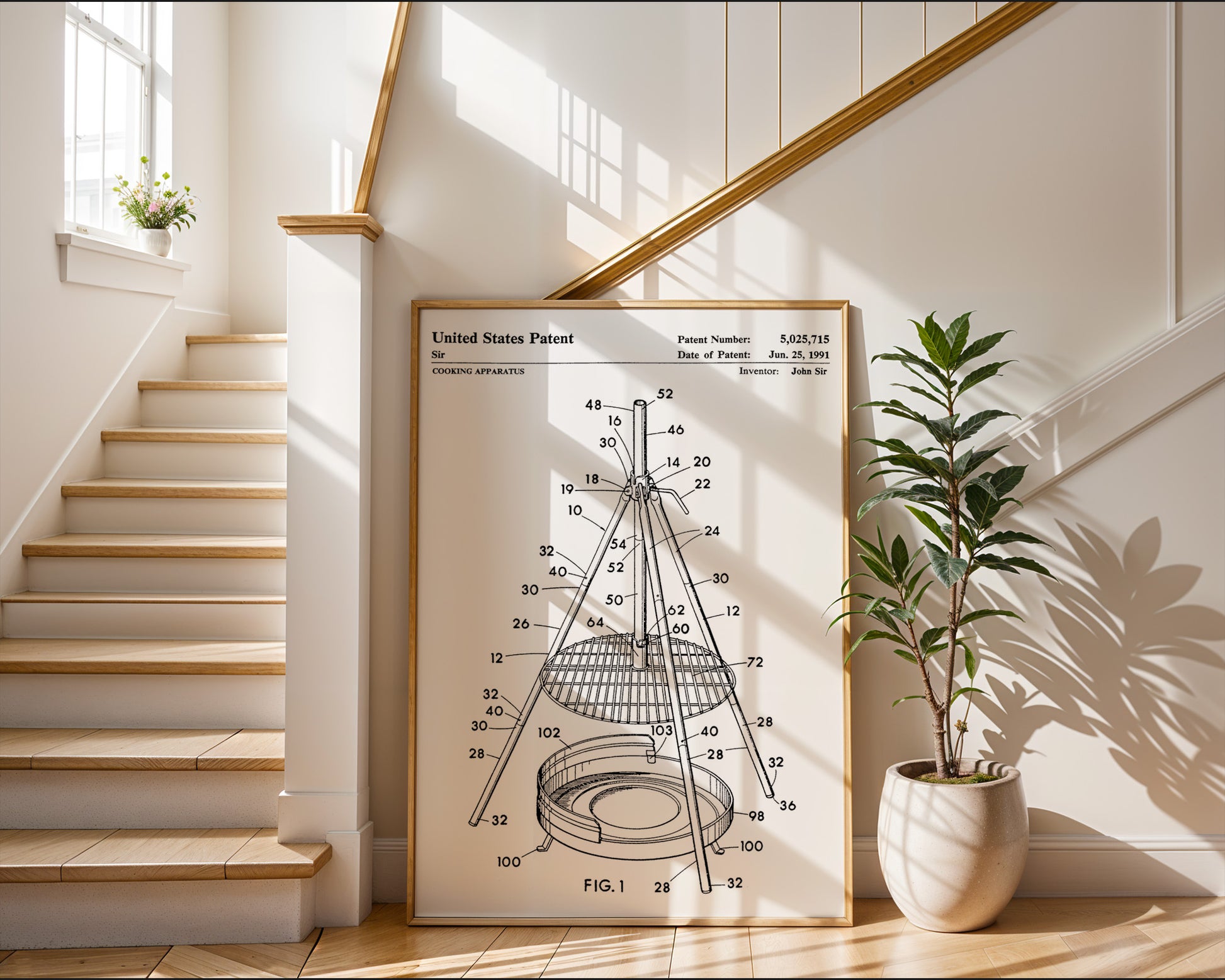 Campfire Tripod 1991 Patent Poster - GroovyGrove