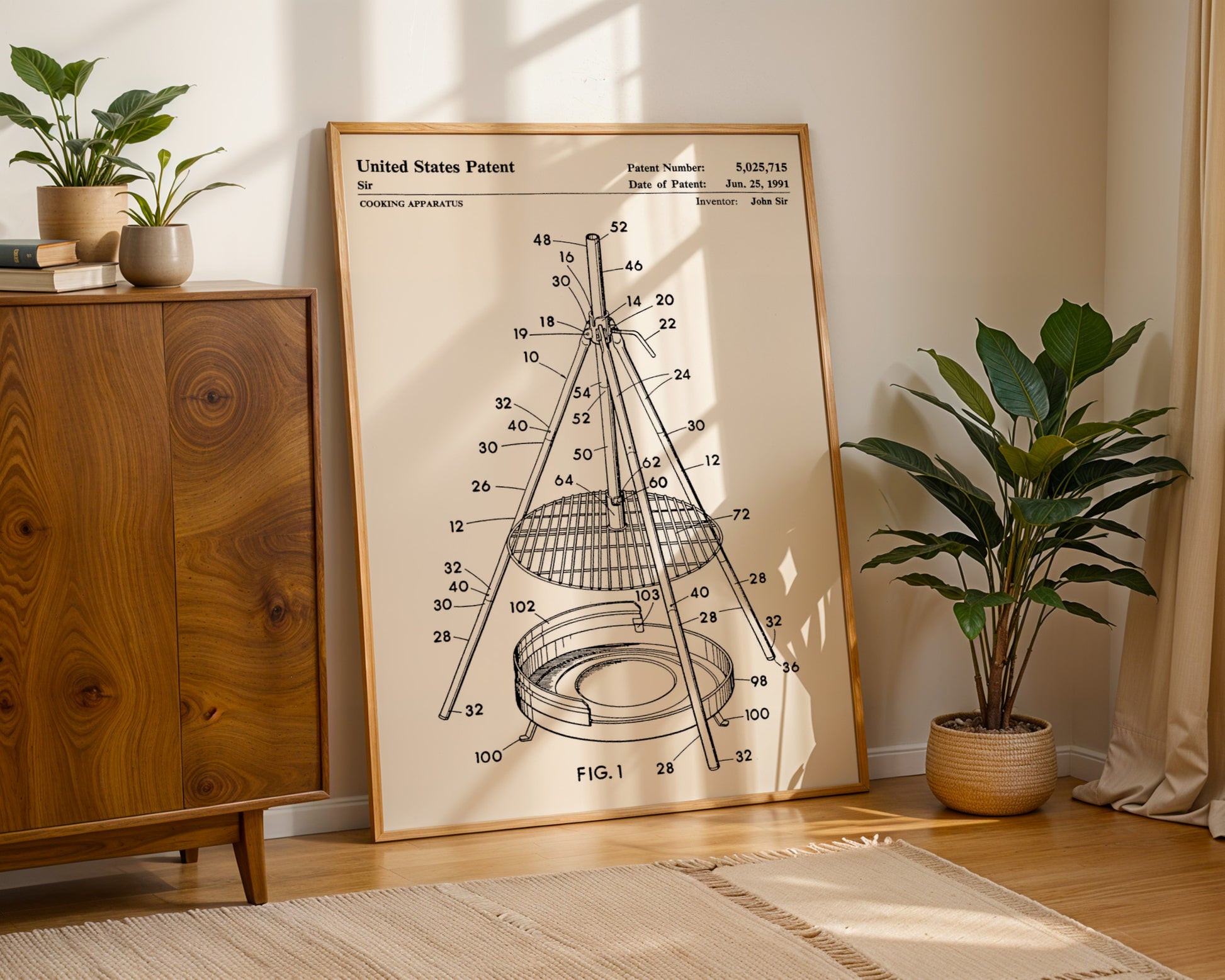 Campfire Tripod 1991 Patent Poster - GroovyGrove