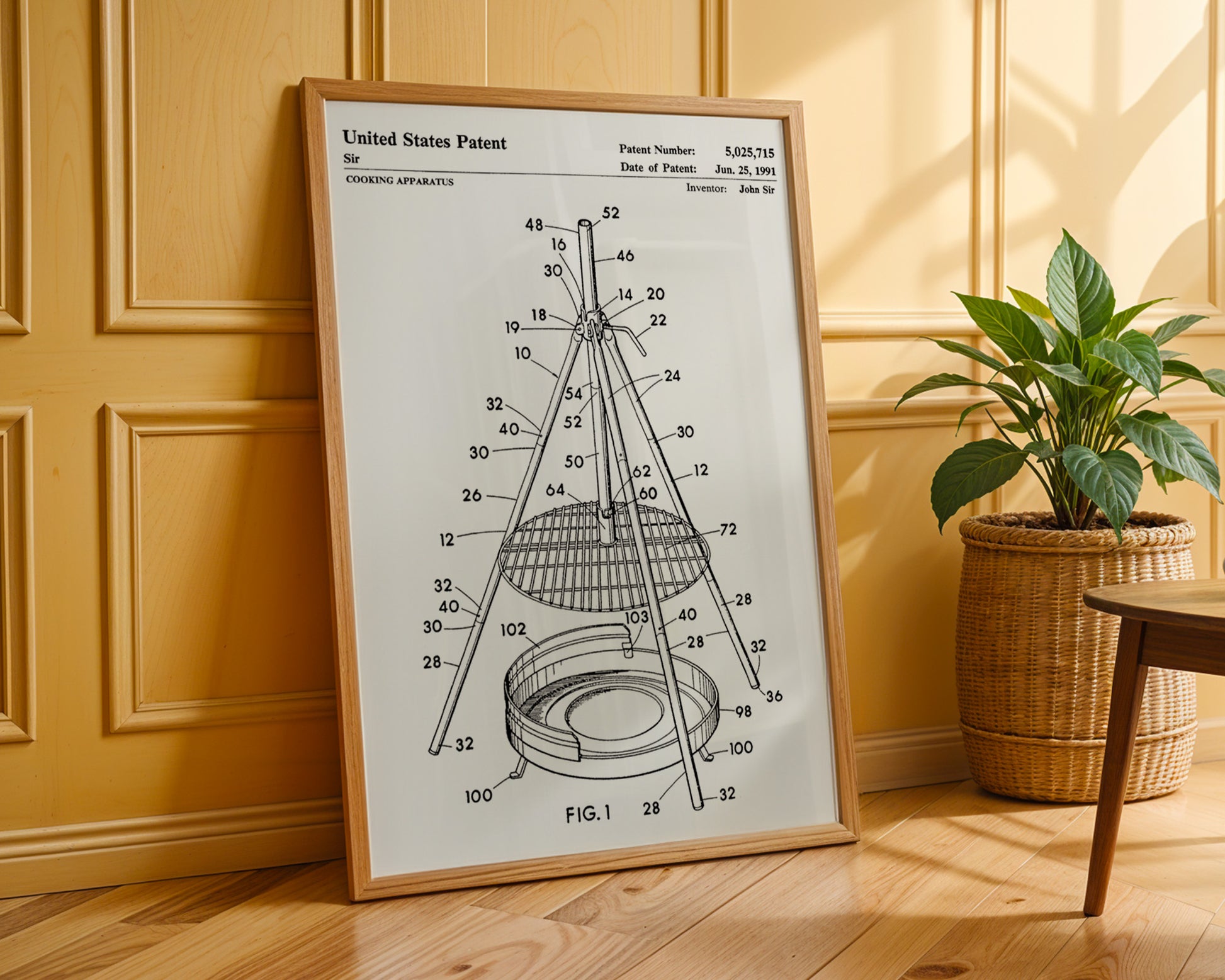 Campfire Tripod 1991 Patent Poster - GroovyGrove