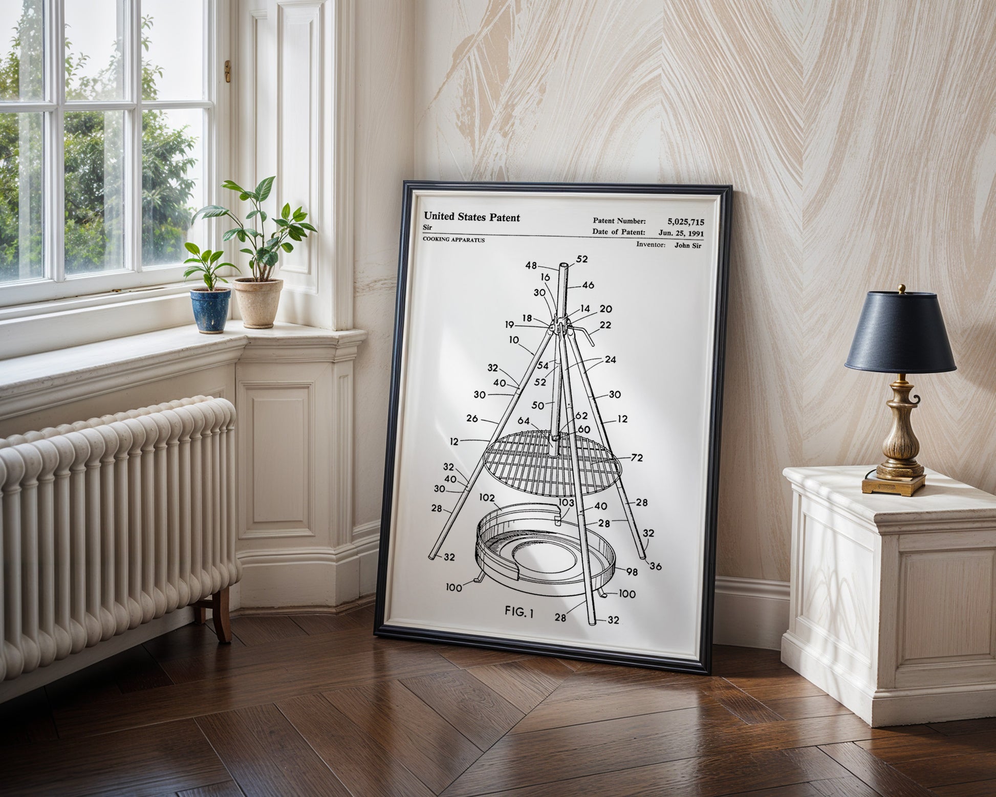 Campfire Tripod 1991 Patent Poster - GroovyGrove