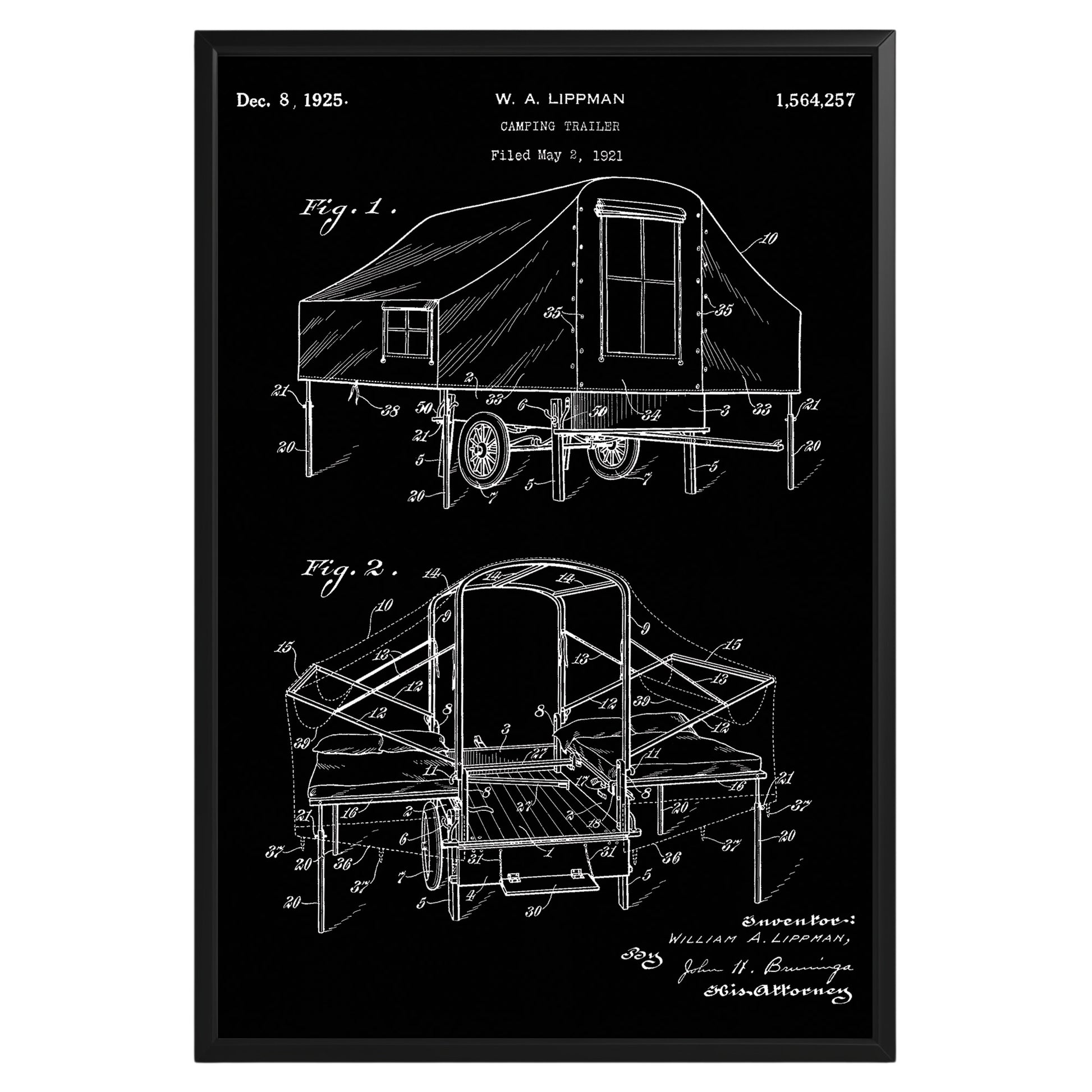 Camping Trailer 1925 Patent Poster - GroovyGrove