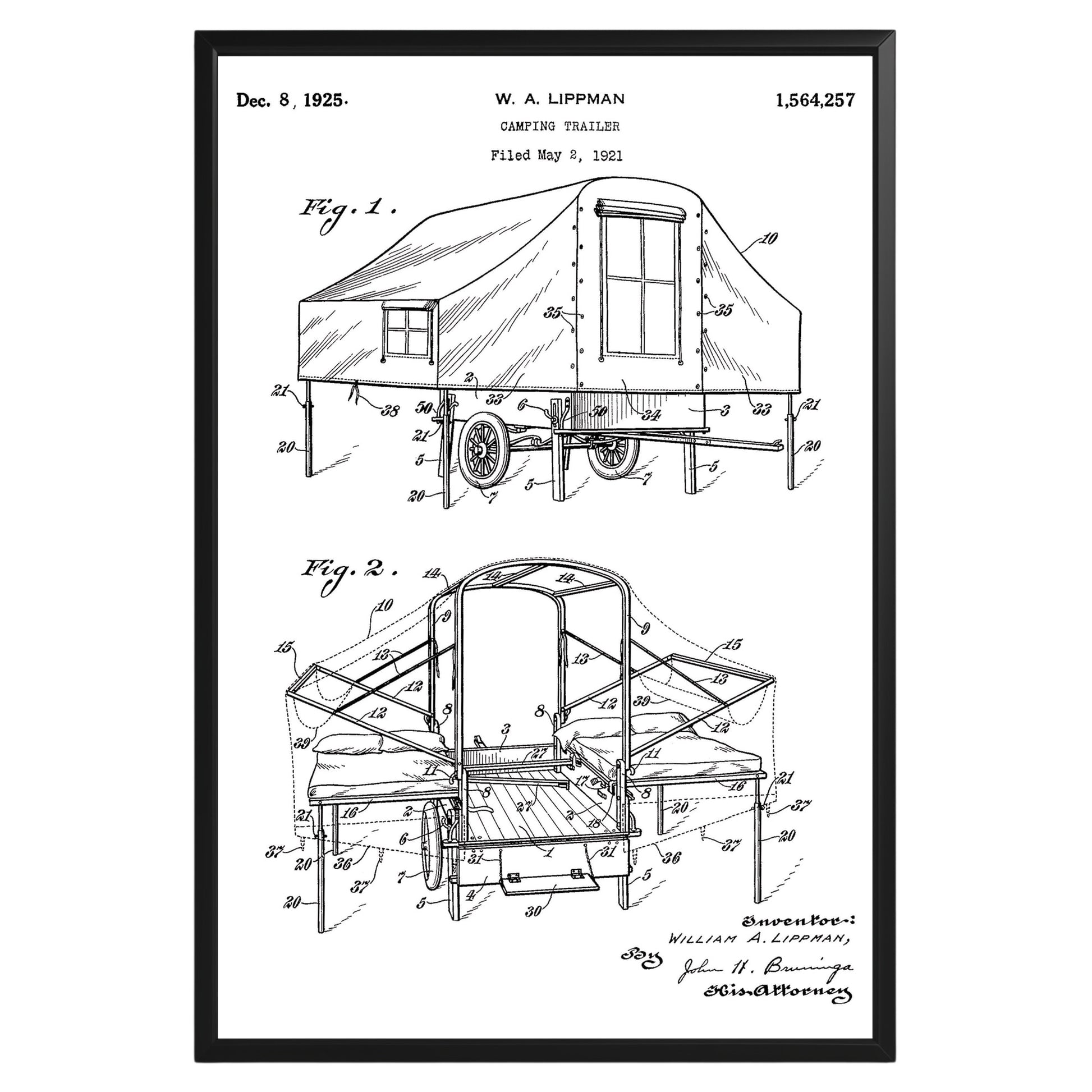 Camping Trailer 1925 Patent Poster - GroovyGrove