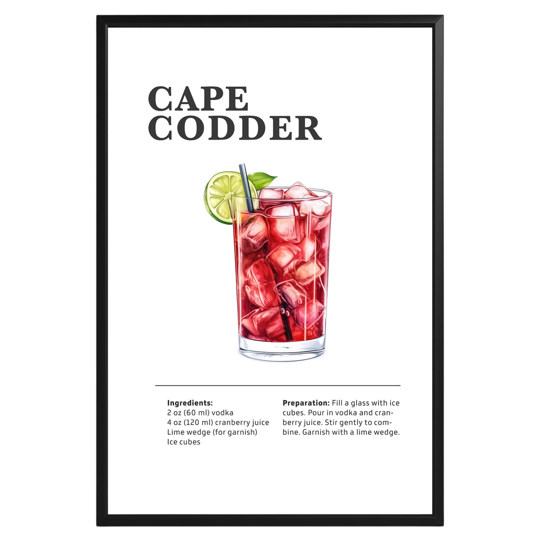 Cape Codder Cocktail Recipe Poster - GroovyGrove