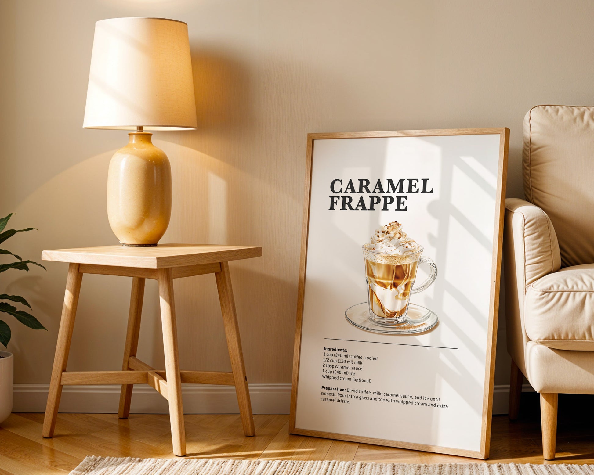 Caramel Frappe Coffee Recipe Poster - GroovyGrove