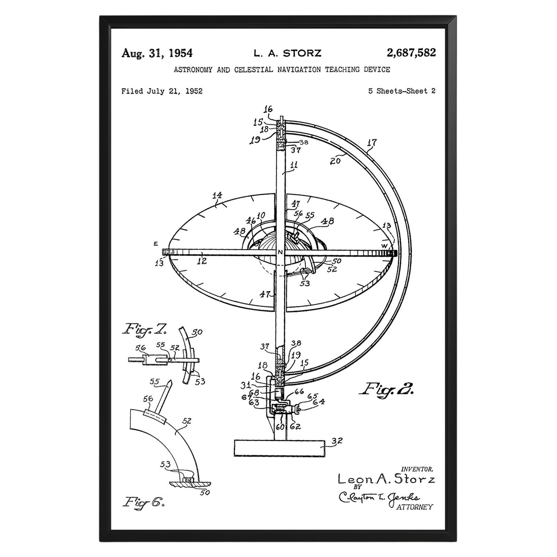 Celestial Navigation Device 1954 Patent Poster - GroovyGrove