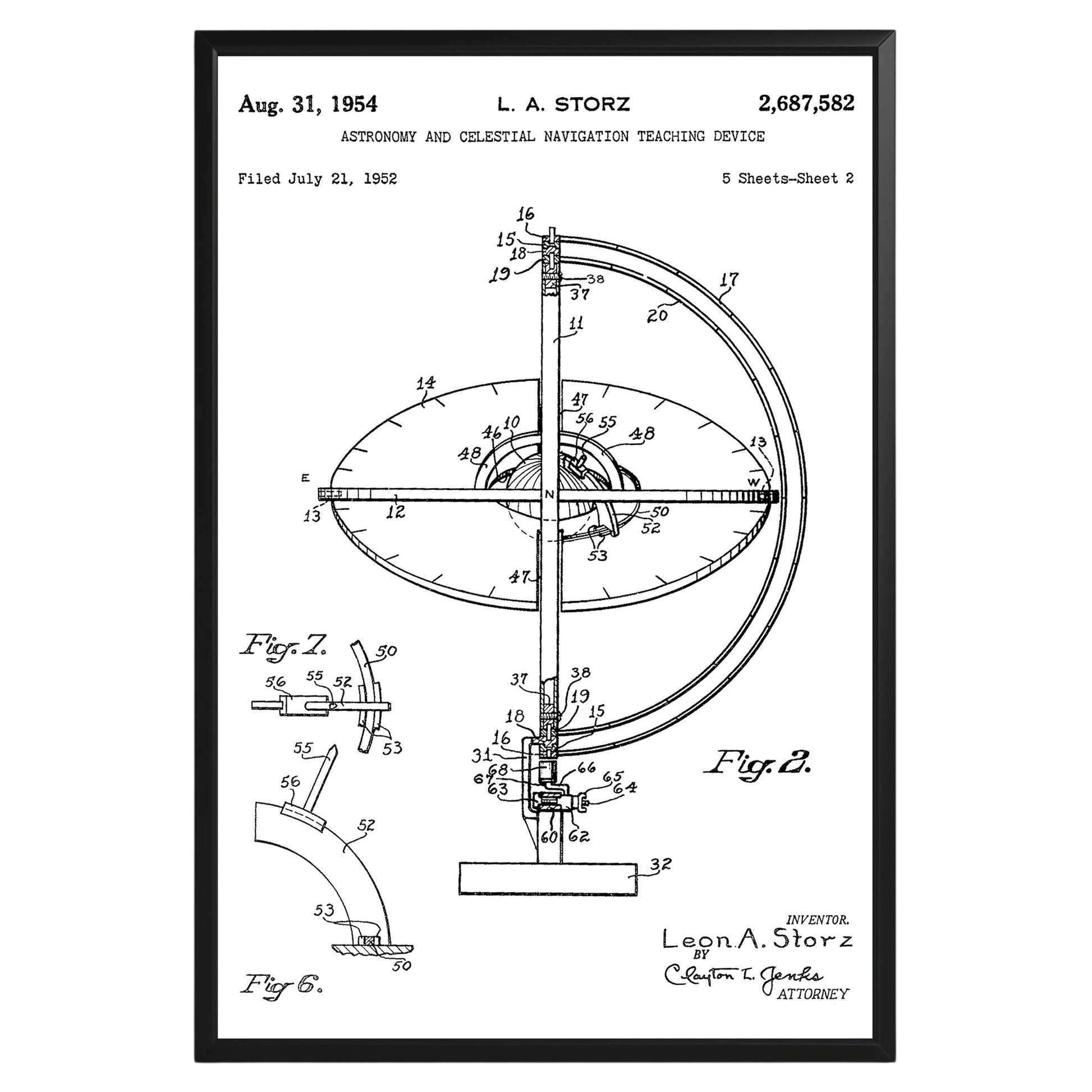 Celestial Navigation Device 1954 Patent Poster - GroovyGrove