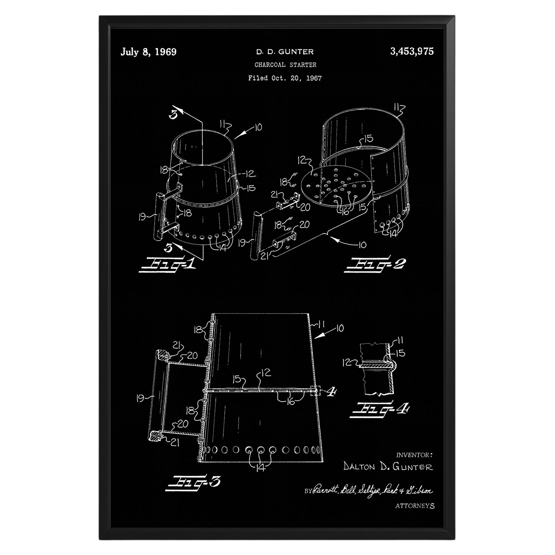 Charcoal Starter 1969 Patent Poster - GroovyGrove