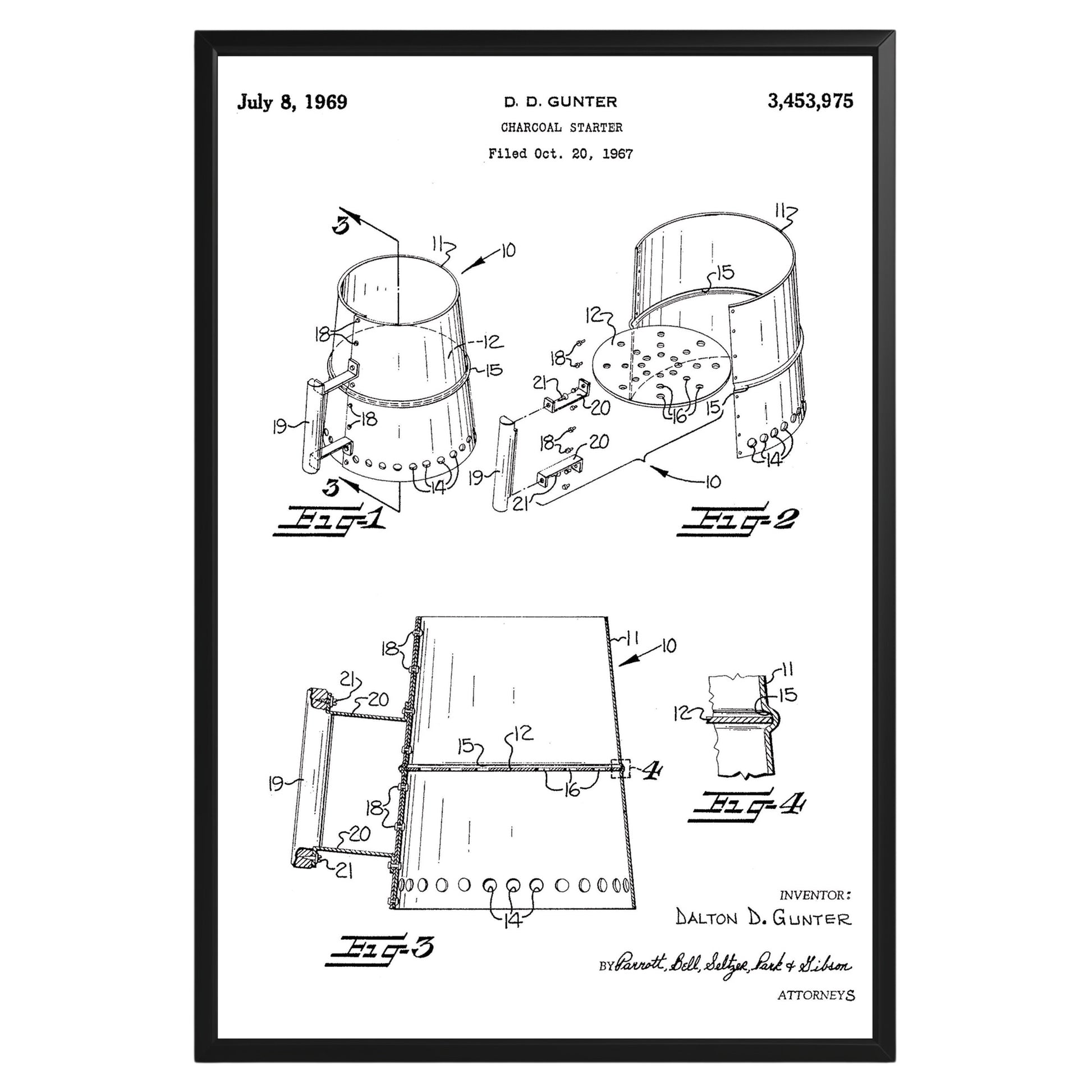 Charcoal Starter 1969 Patent Poster - GroovyGrove