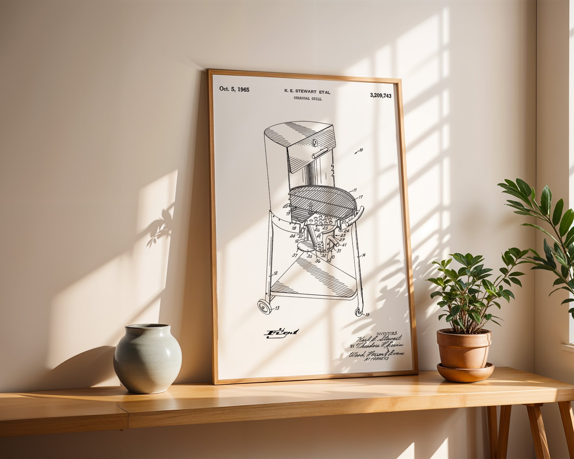 Charcoal Grill 1965 Patent Poster - GroovyGrove