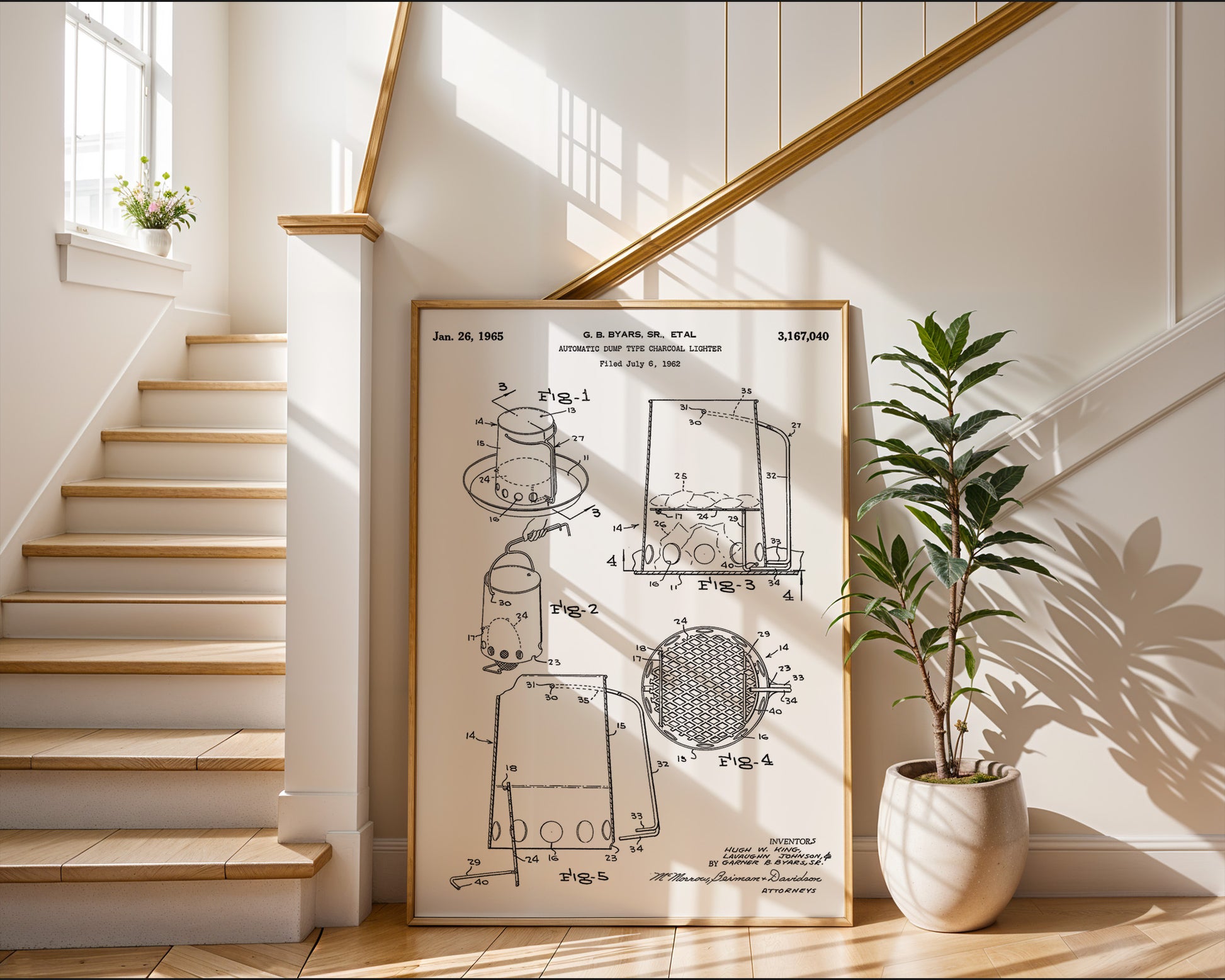 Charcoal Starter 1965 Patent Poster - GroovyGrove