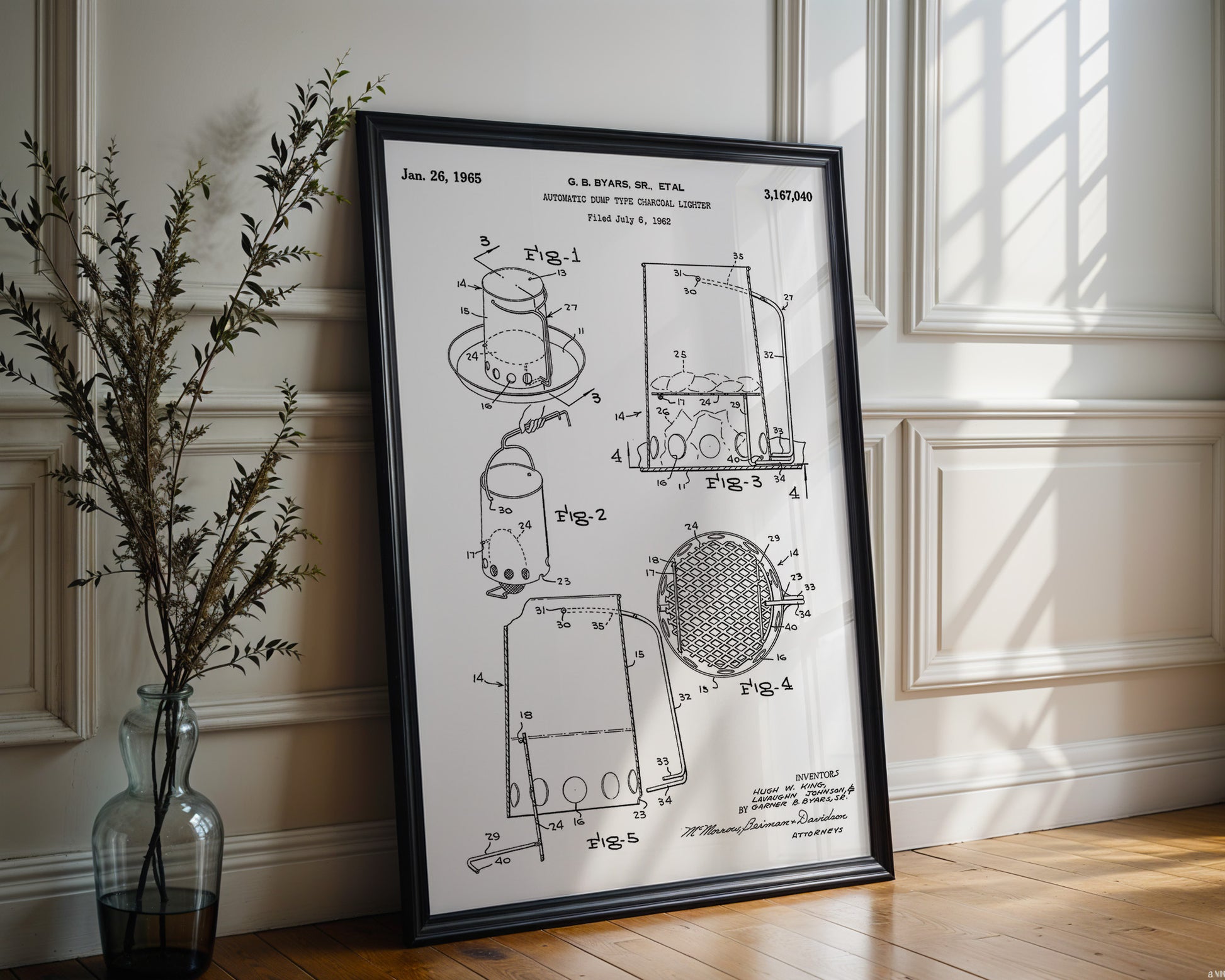 Charcoal Starter 1965 Patent Poster - GroovyGrove