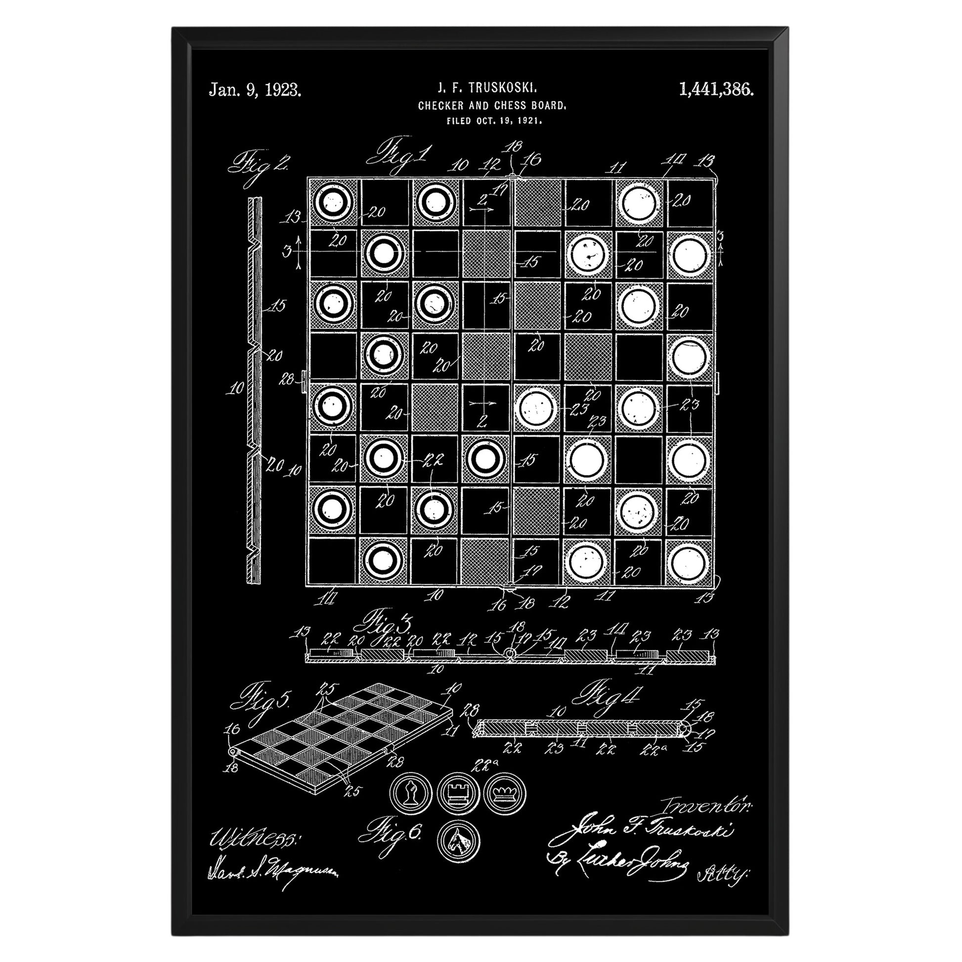 Checker And Chess Board 1923 Patent Poster - GroovyGrove