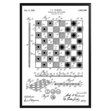 Checker And Chess Board 1923 Patent Poster - GroovyGrove