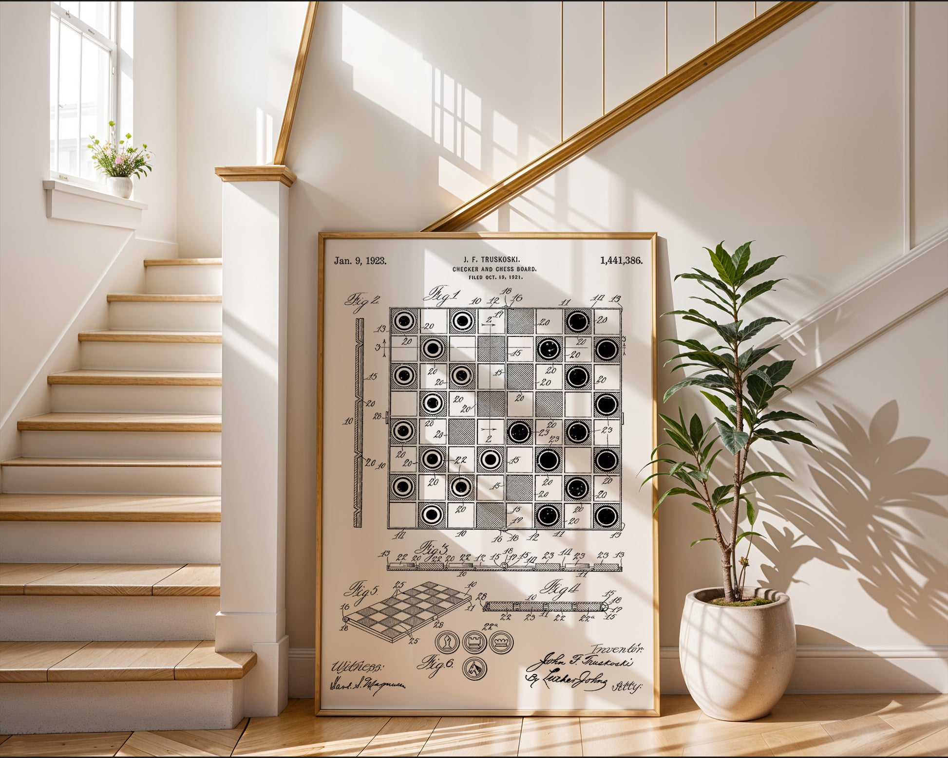 Checker And Chess Board 1923 Patent Poster - GroovyGrove