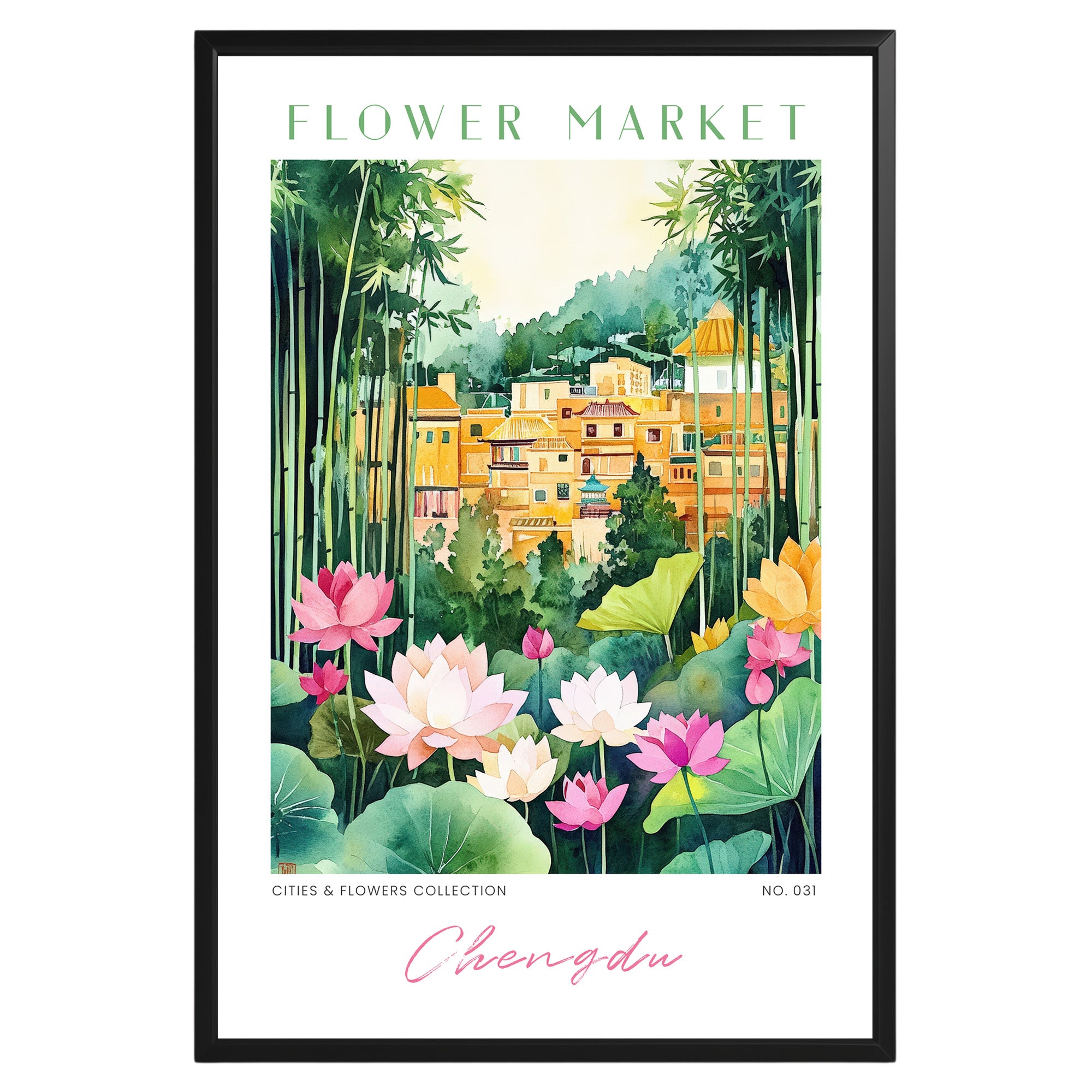 Chengdu China Flower Market Poster - GroovyGrove