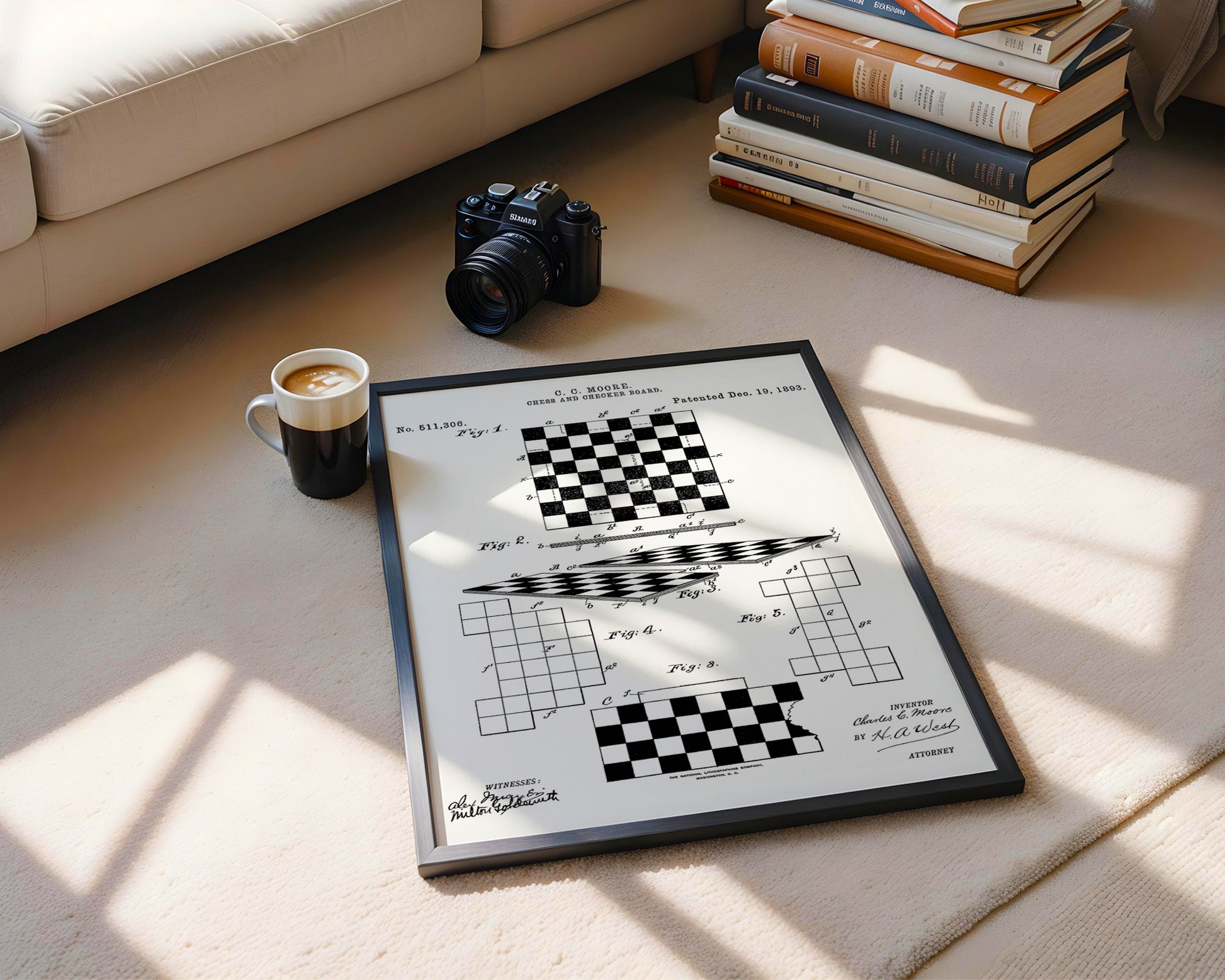 Chess And Checker Board 1893 Patent Poster - GroovyGrove