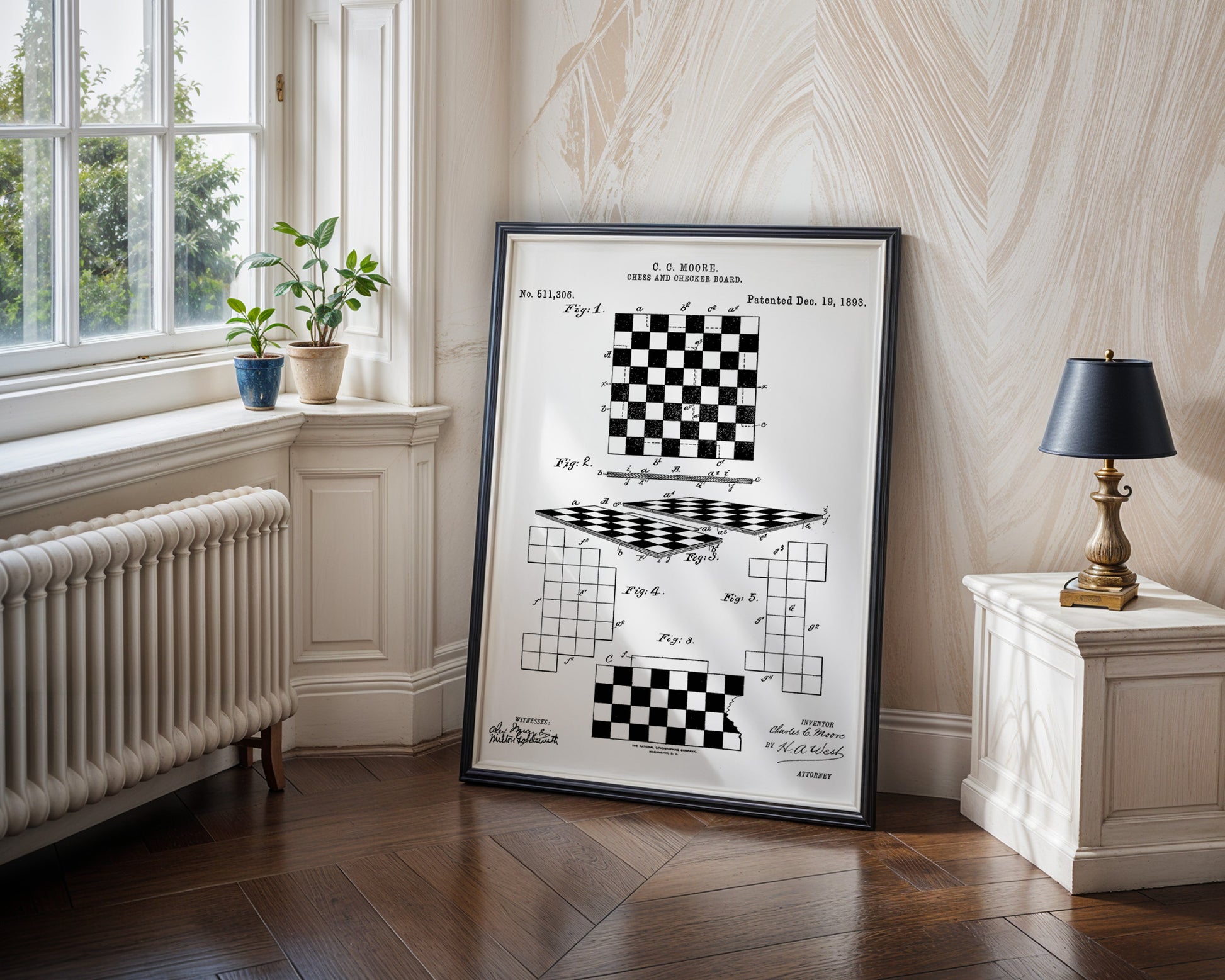 Chess And Checker Board 1893 Patent Poster - GroovyGrove