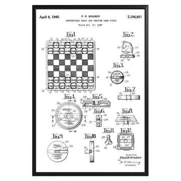 Chess And Checker Game 1940 Patent Poster - GroovyGrove