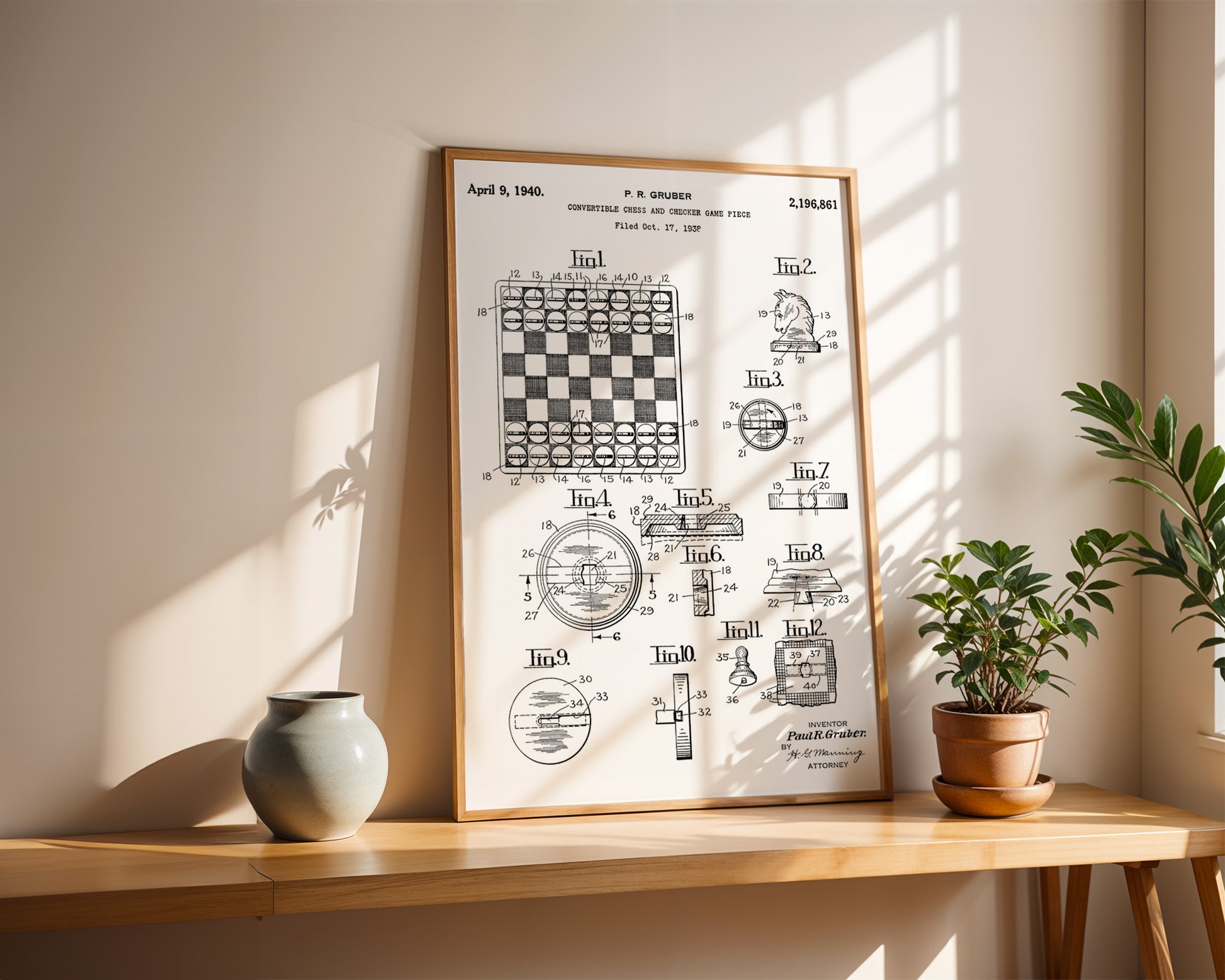 Chess And Checker Game 1940 Patent Poster - GroovyGrove