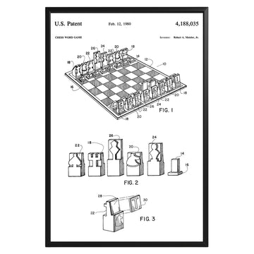 Chess Word Game 1980 Patent Poster - GroovyGrove