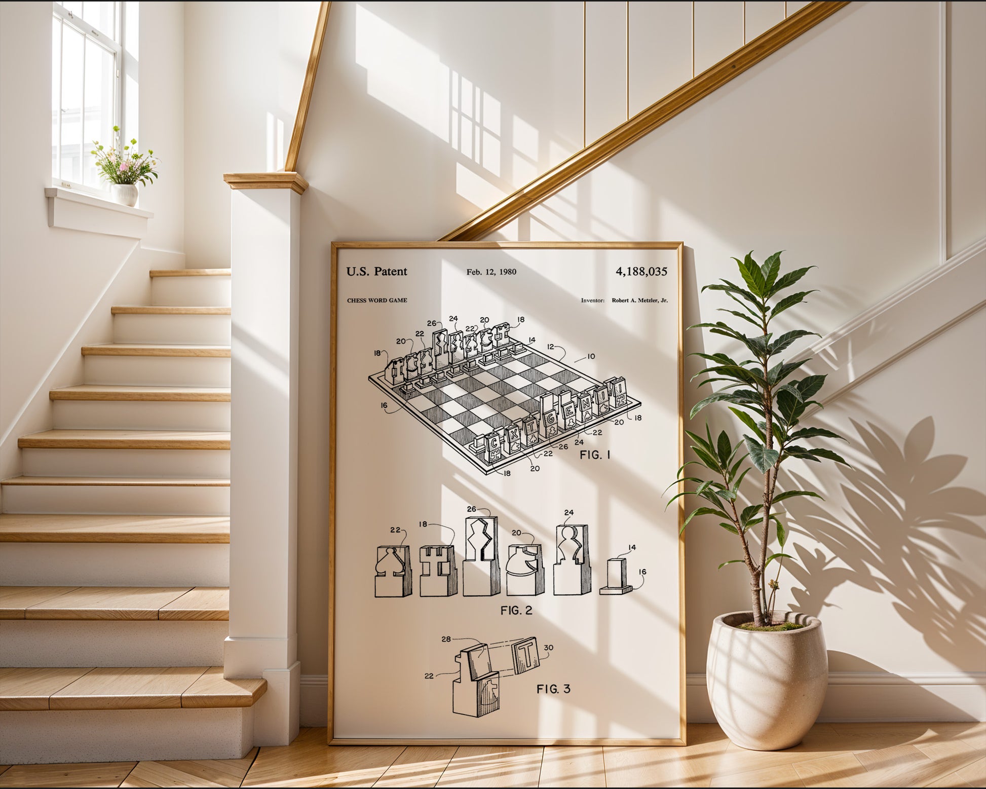 Chess Word Game 1980 Patent Poster - GroovyGrove