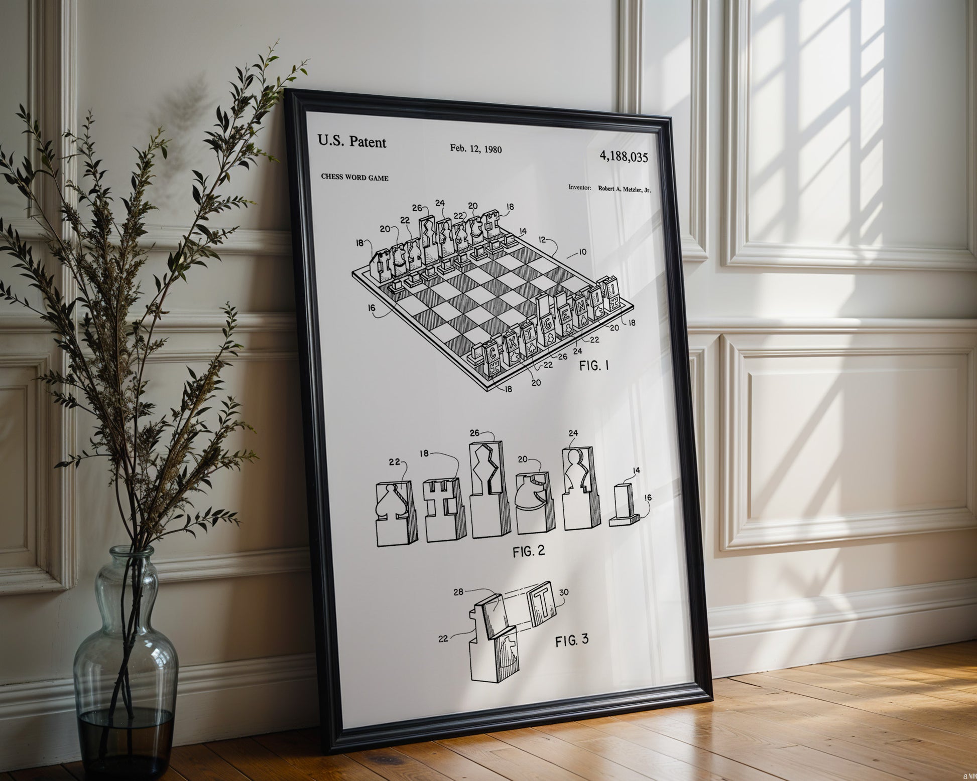 Chess Word Game 1980 Patent Poster - GroovyGrove