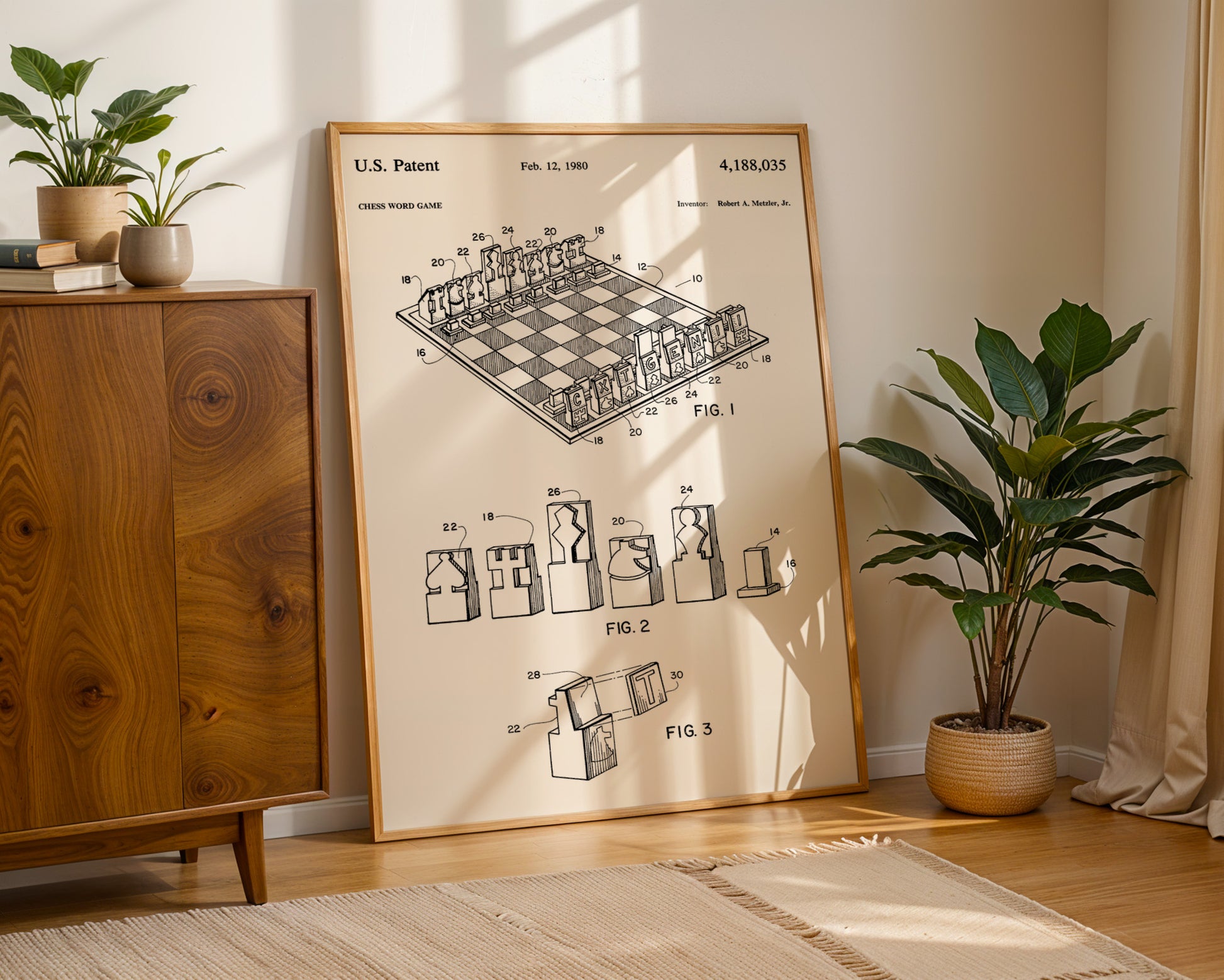 Chess Word Game 1980 Patent Poster - GroovyGrove