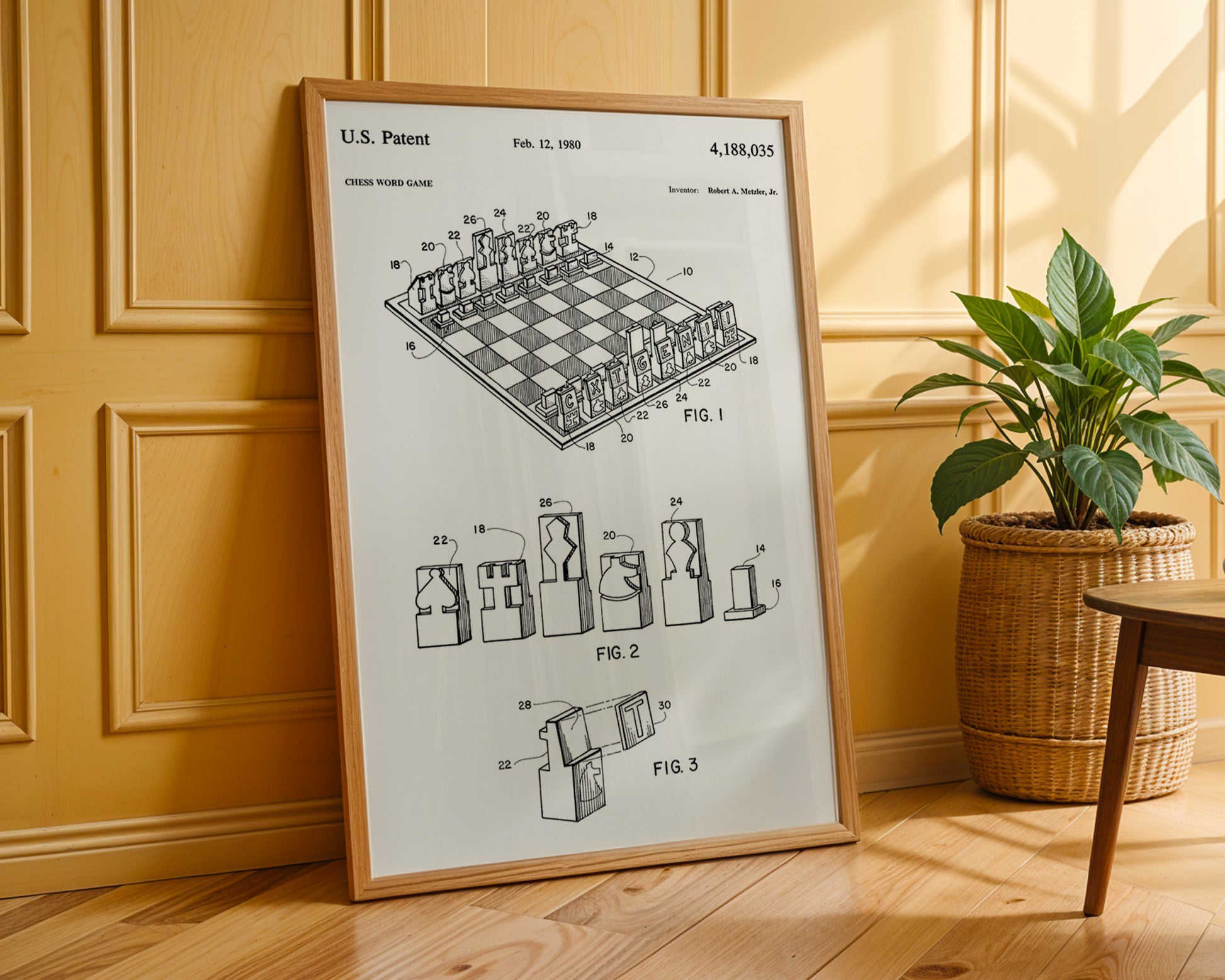 Chess Word Game 1980 Patent Poster - GroovyGrove