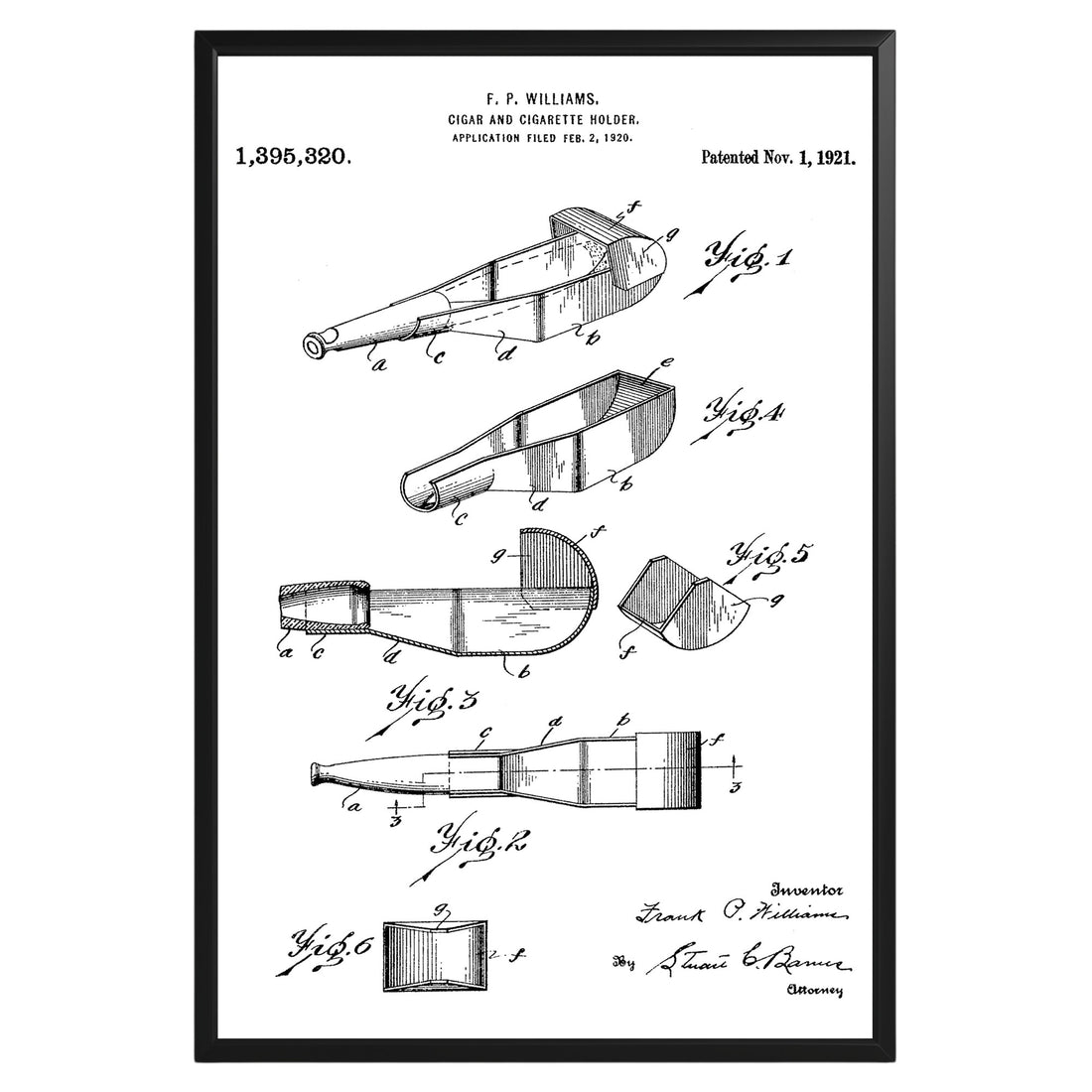 Cigar And Cigarette Holder 1921 Patent Poster - GroovyGrove