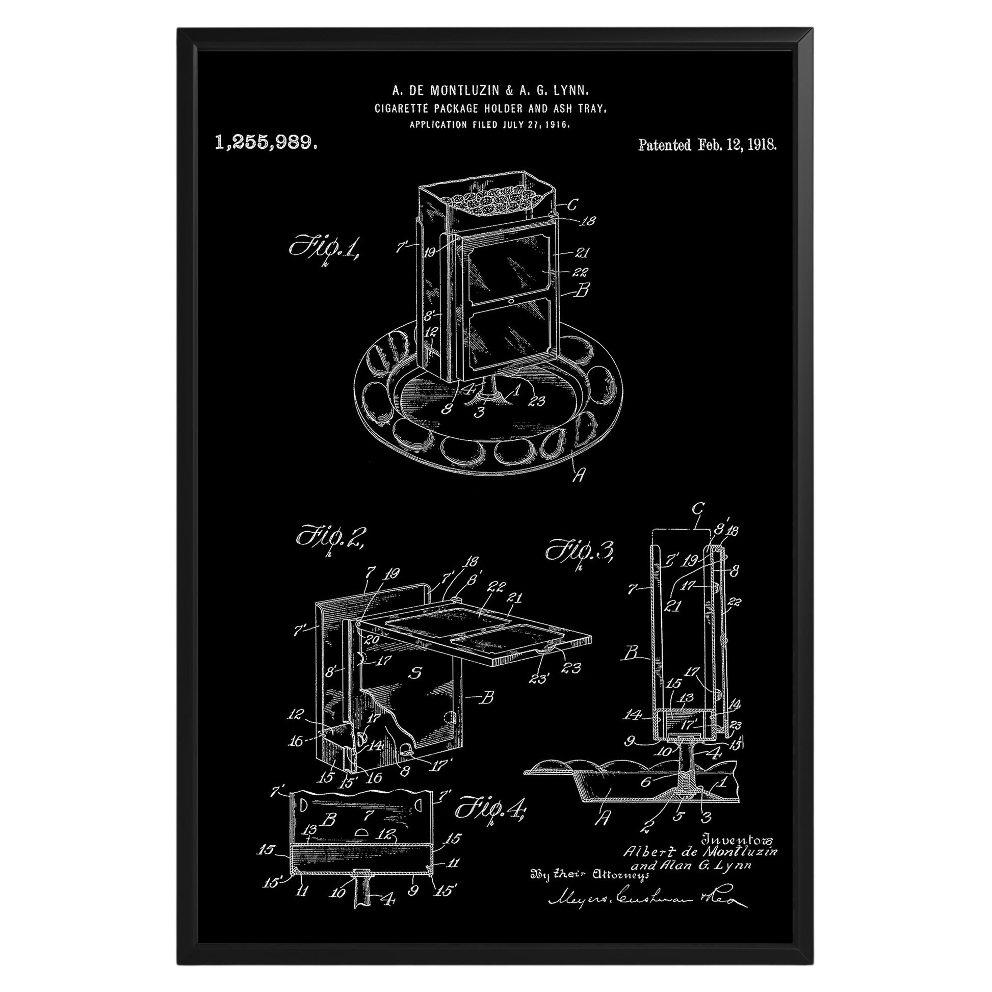 Cigarette Holder And Ashtray 1918 Patent Poster - GroovyGrove