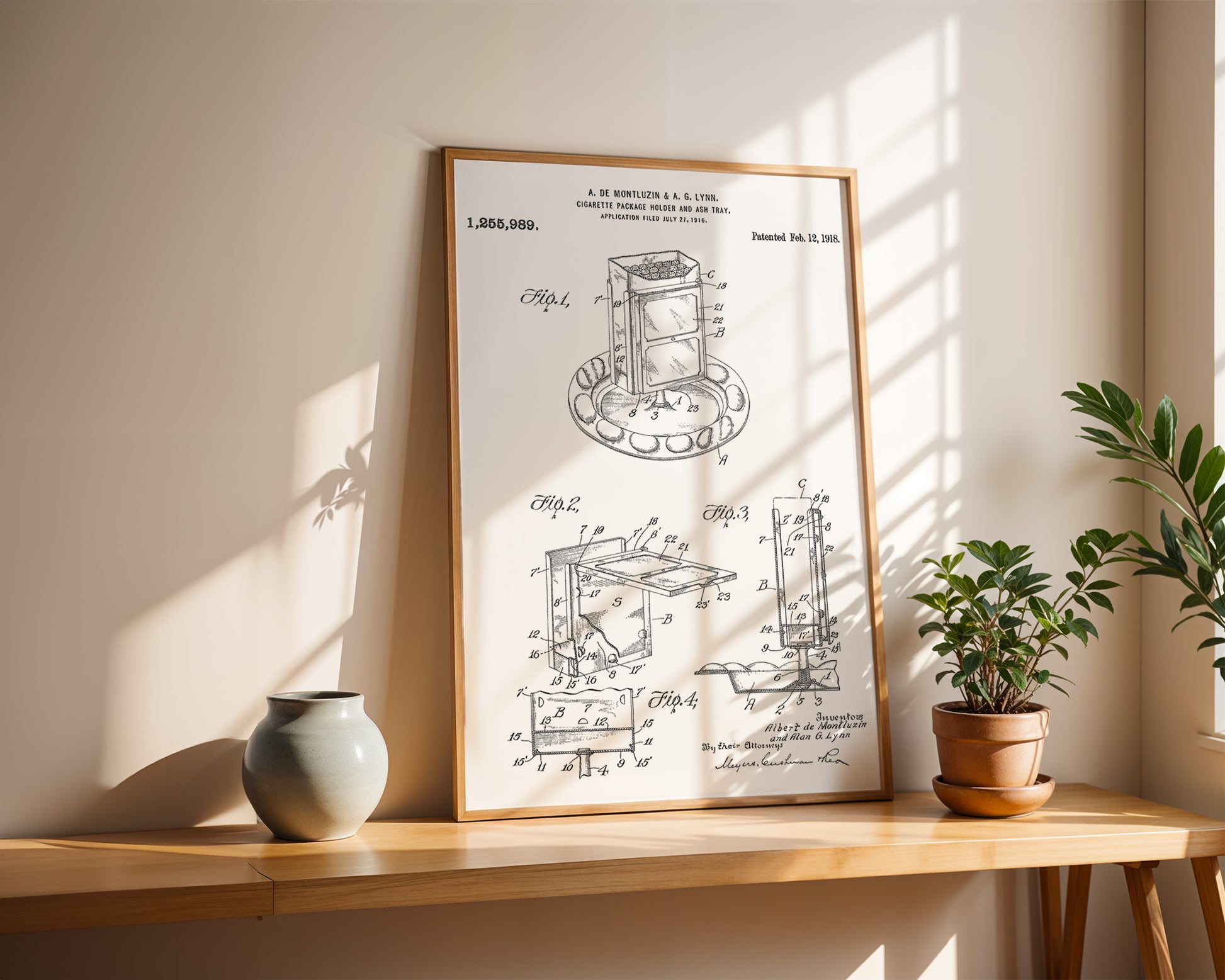 Cigarette Holder And Ashtray 1918 Patent Poster - GroovyGrove