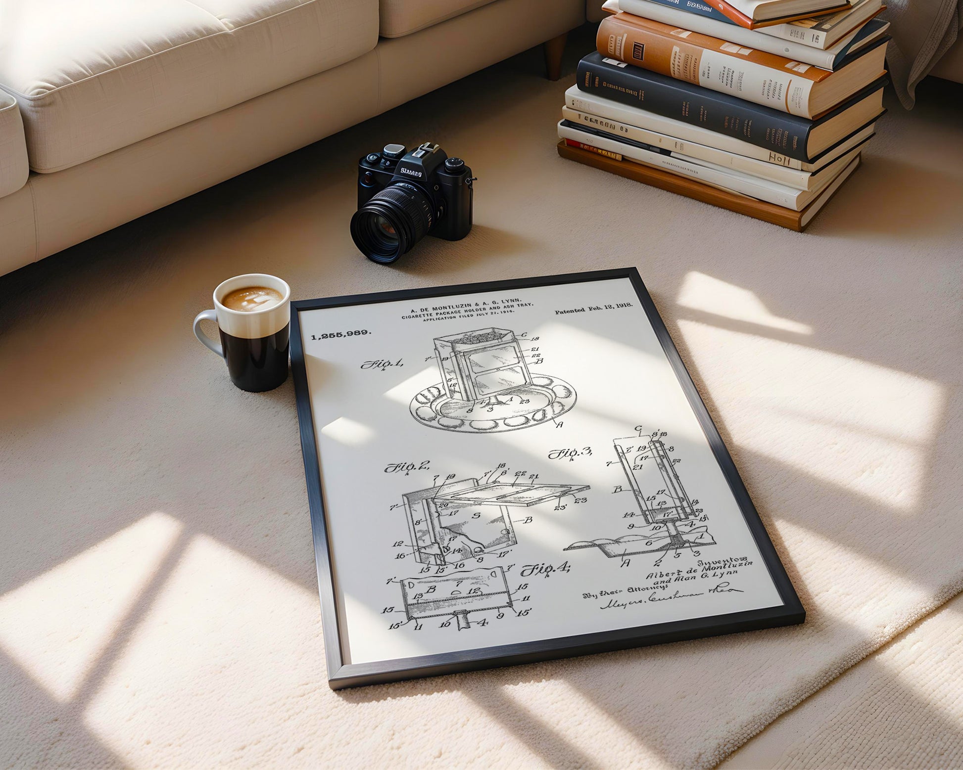 Cigarette Holder And Ashtray 1918 Patent Poster - GroovyGrove