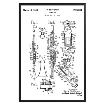 Clarinet 1929 Patent Poster - GroovyGrove