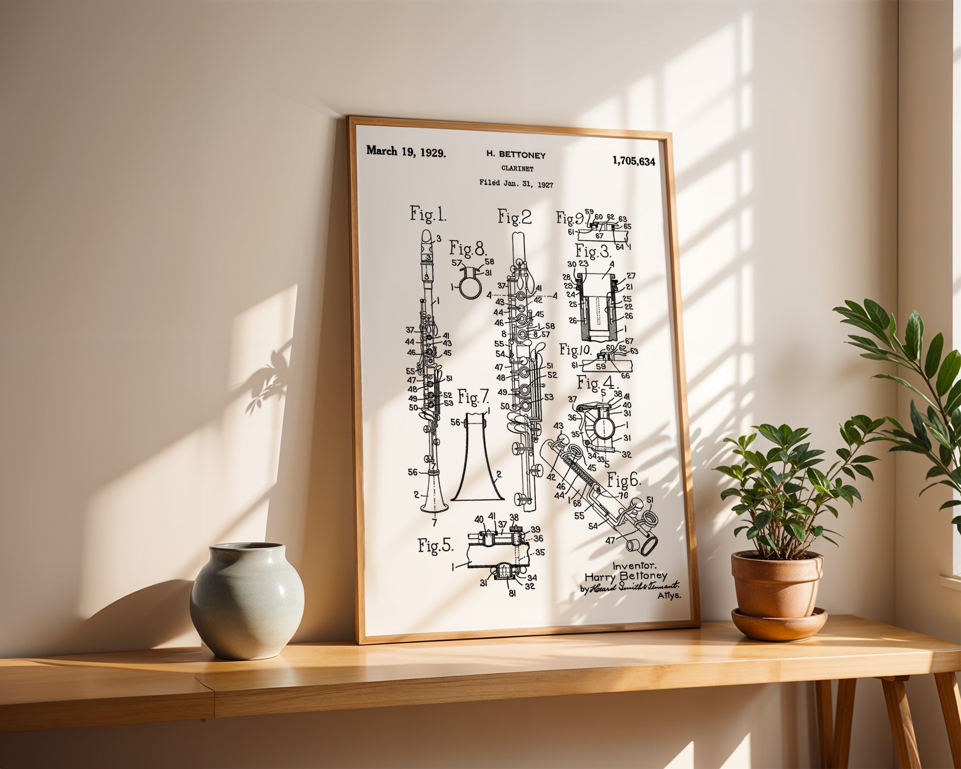 Clarinet 1929 Patent Poster - GroovyGrove