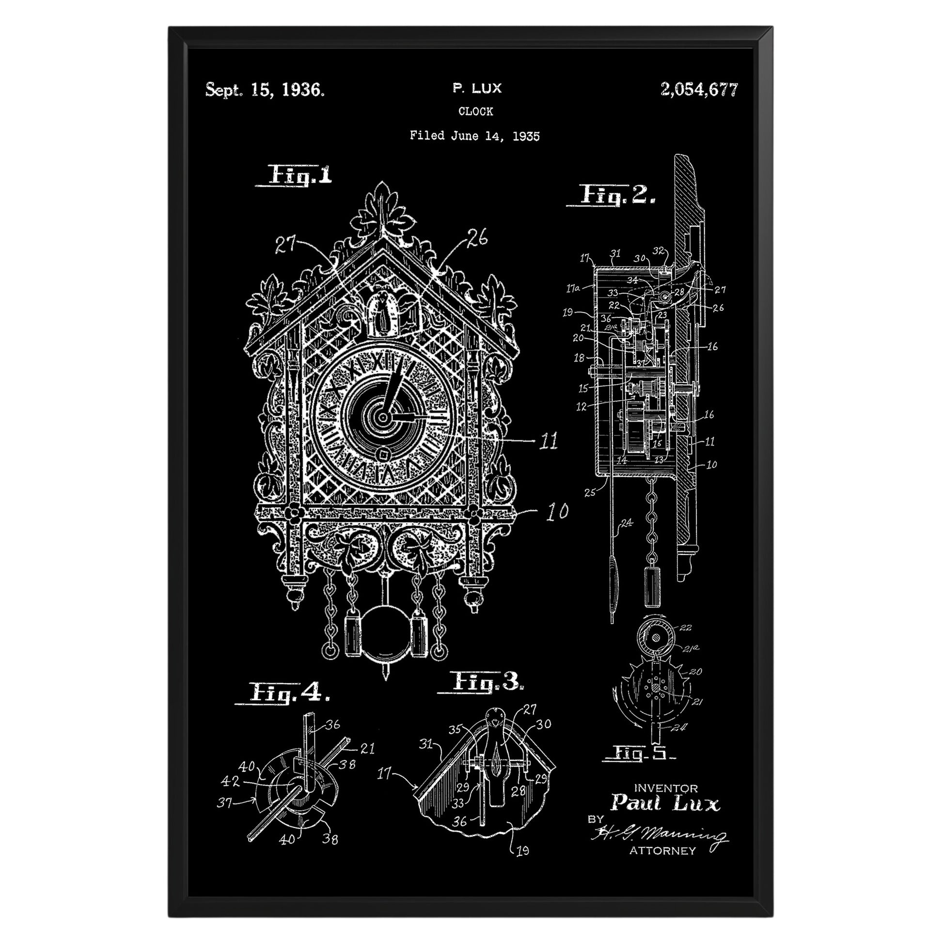 Clock 1936 Patent Poster - GroovyGrove