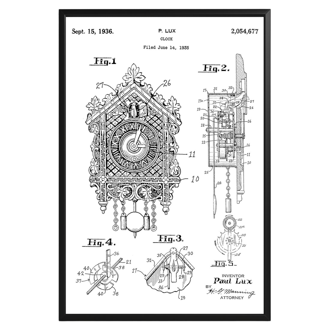 Clock 1936 Patent Poster - GroovyGrove